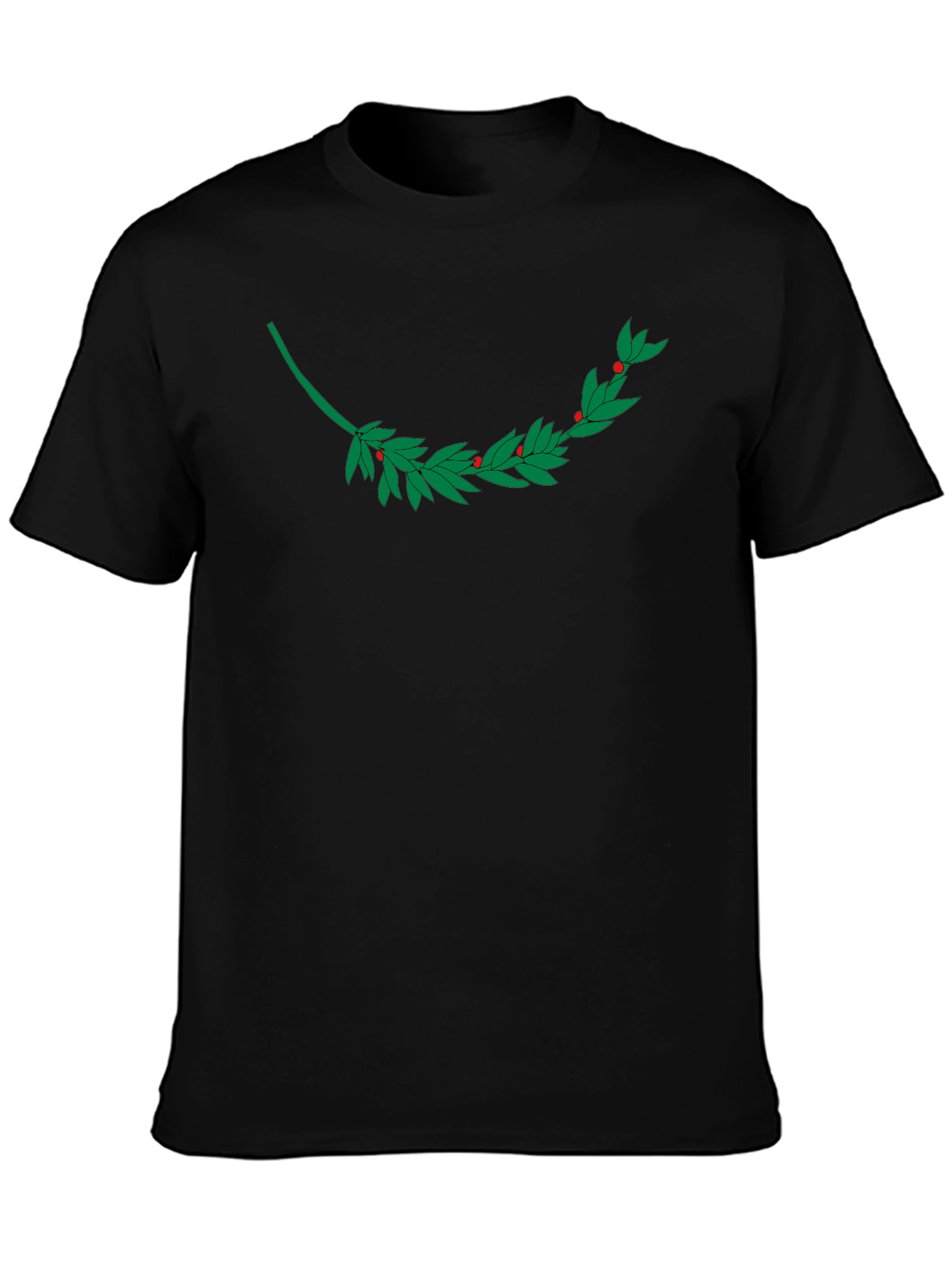 Black T-Shirt with Laurel Branch Design