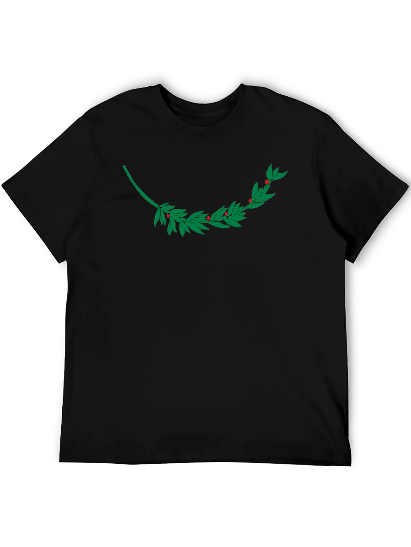 Black T-Shirt with Laurel Branch Design