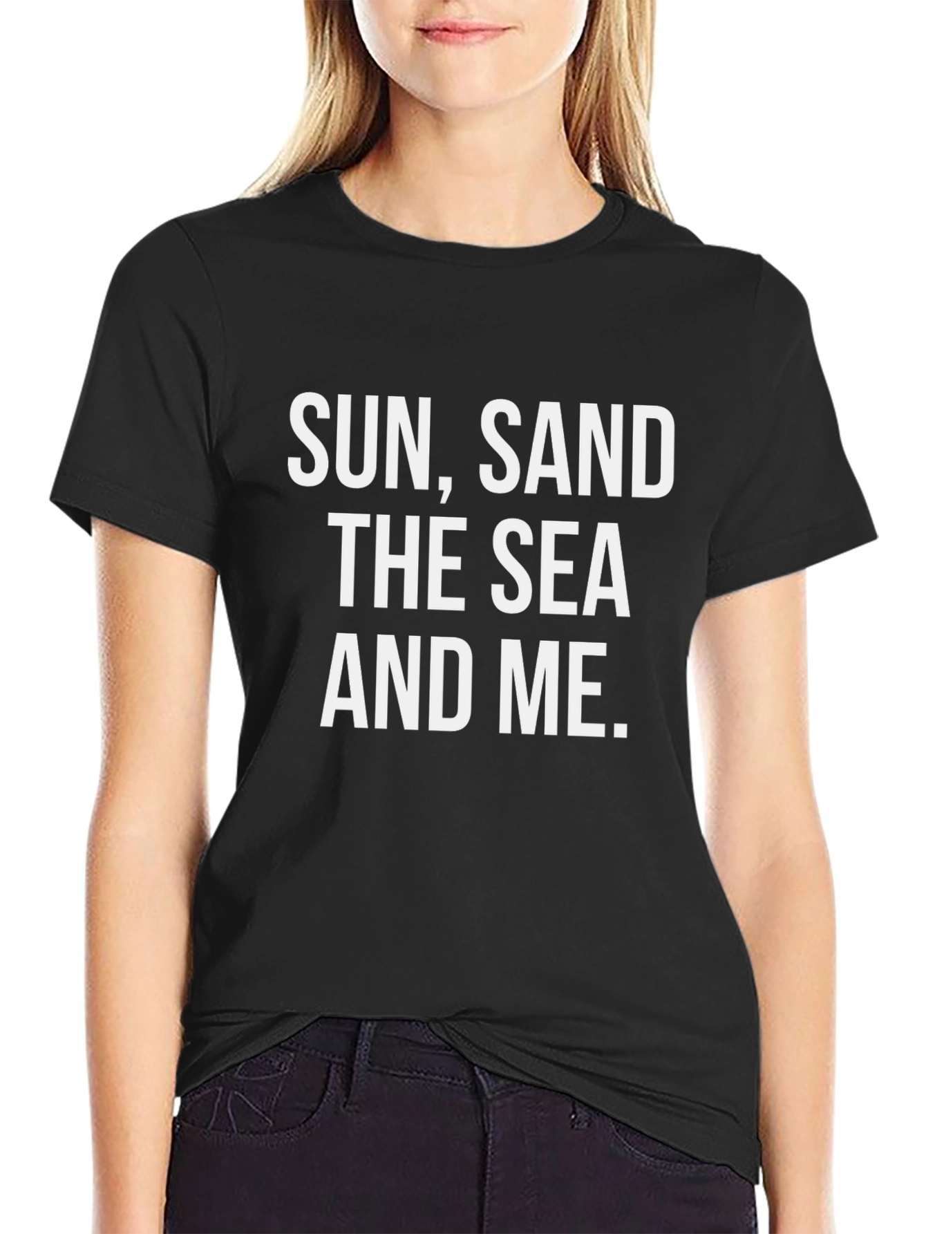 Sun Sand Sea and Me Black Graphic Tee