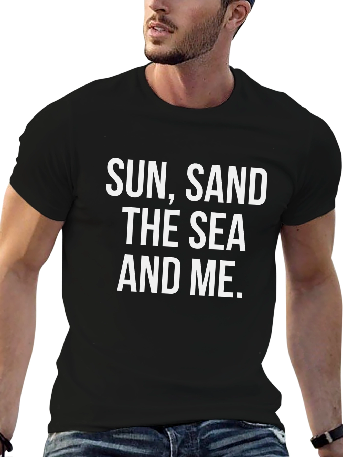Sun Sand Sea and Me Black Graphic Tee