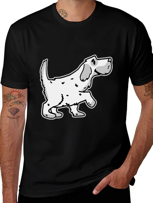 Dog Graphic Tee - Mens Black Cotton Shirt