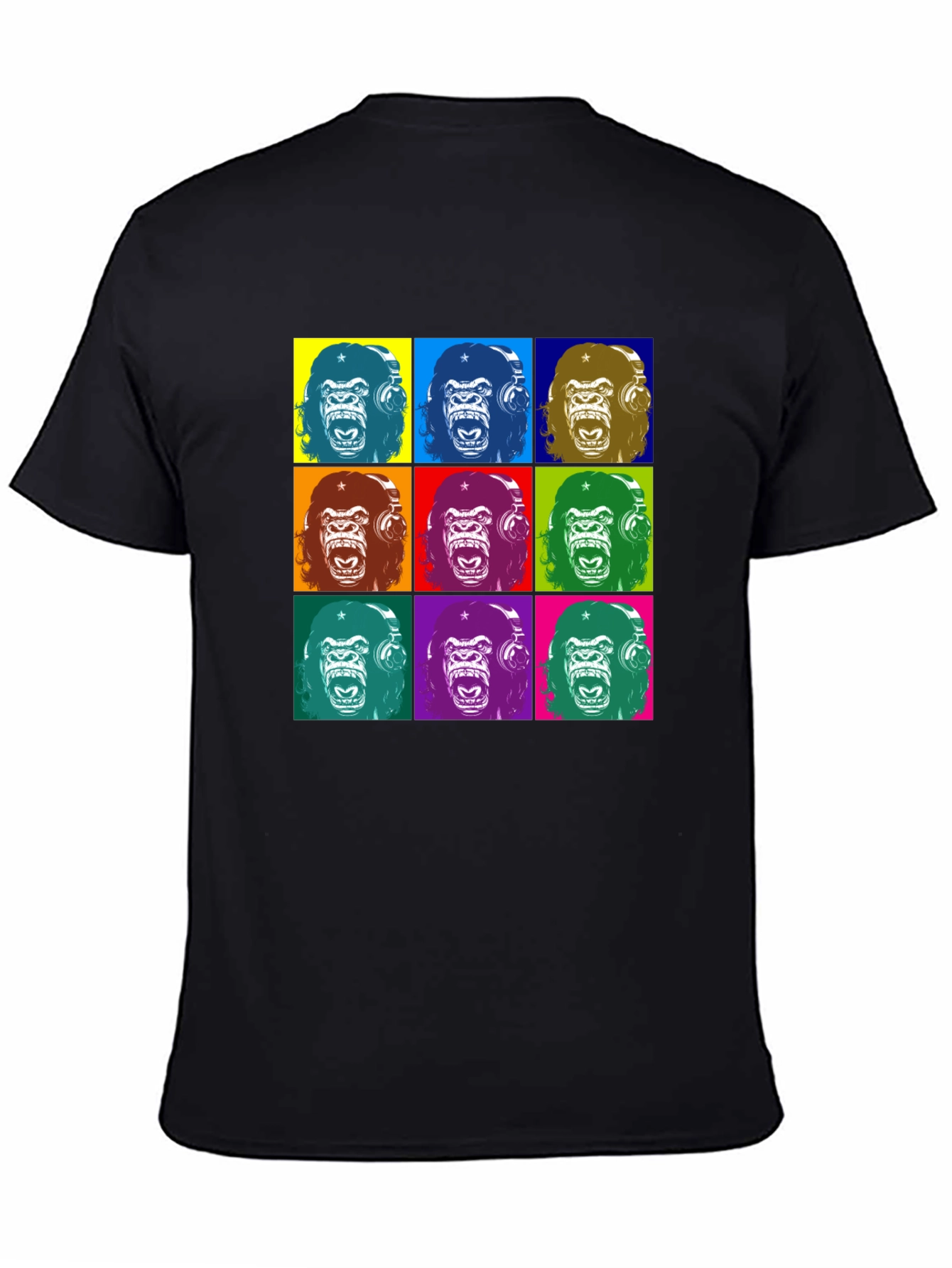 Pop Art Gorilla Graphic T-Shirt - Black