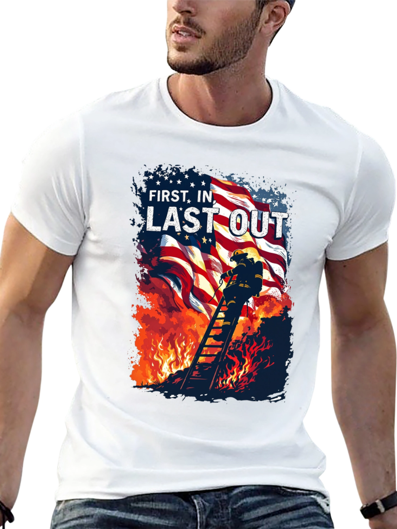 First In Last Out Firefighter T-Shirt