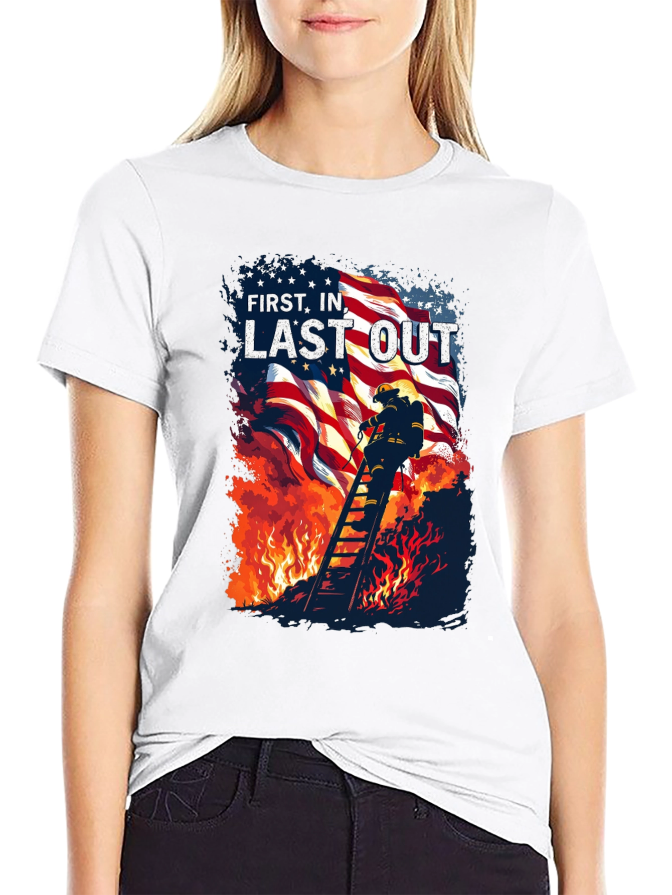 First In Last Out Firefighter T-Shirt