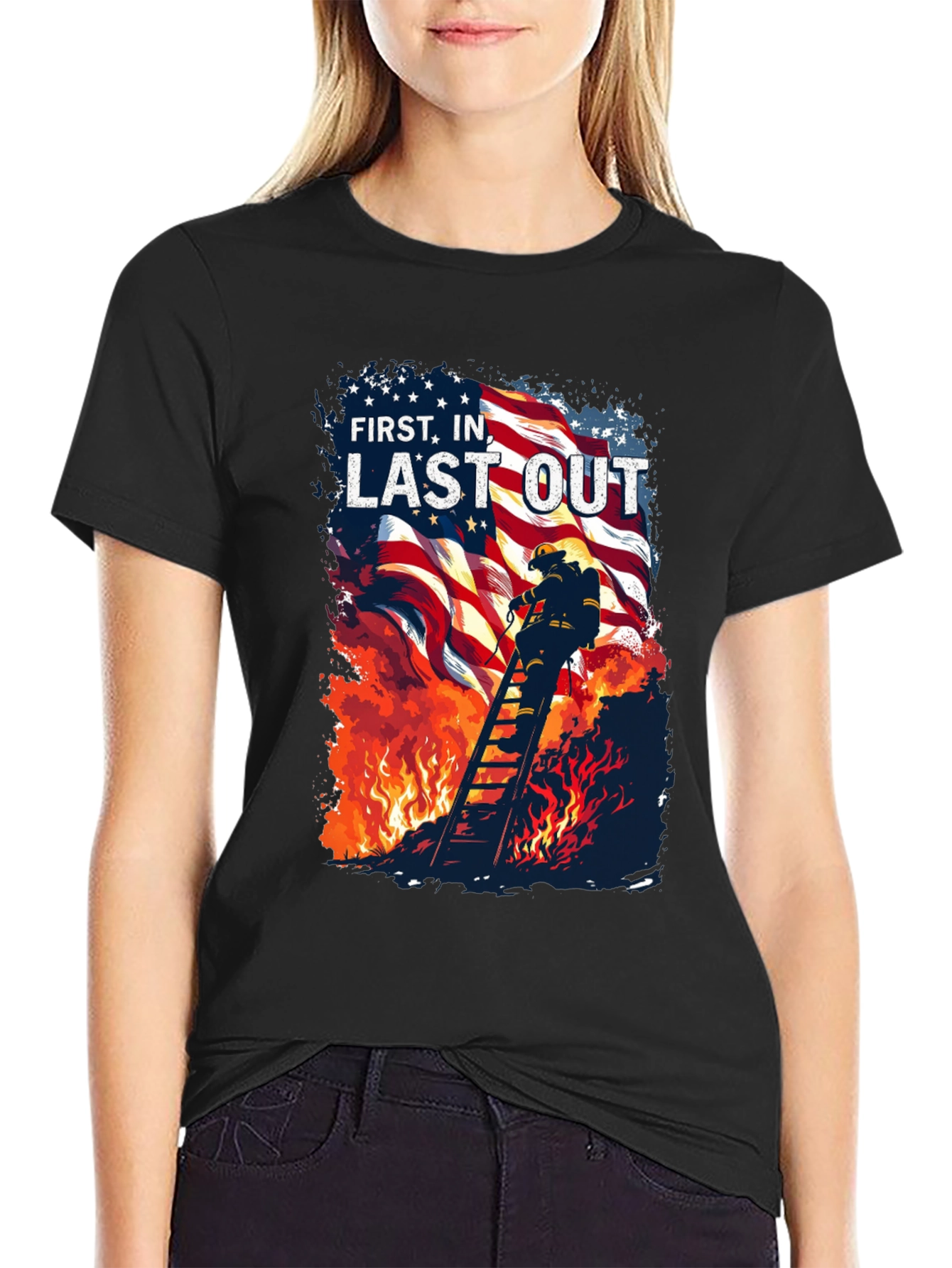 First In Last Out Firefighter T-Shirt
