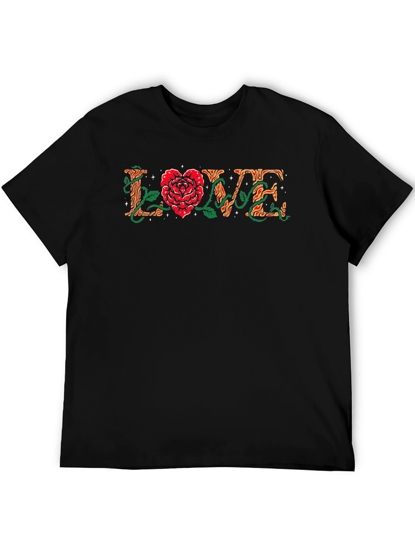 Love Rose Graphic Black Tee
