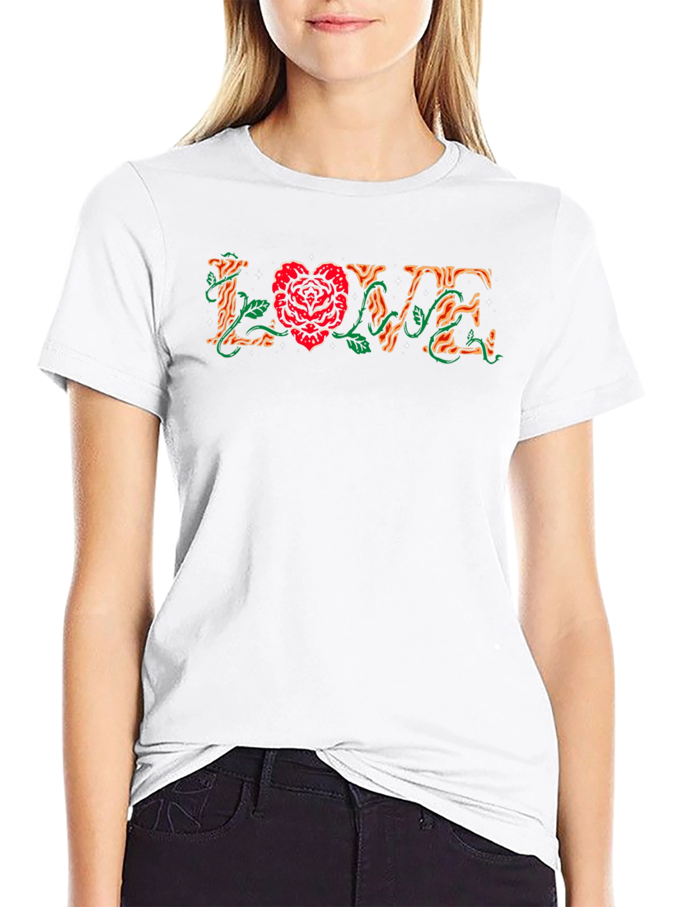 Love Rose Graphic Black Tee