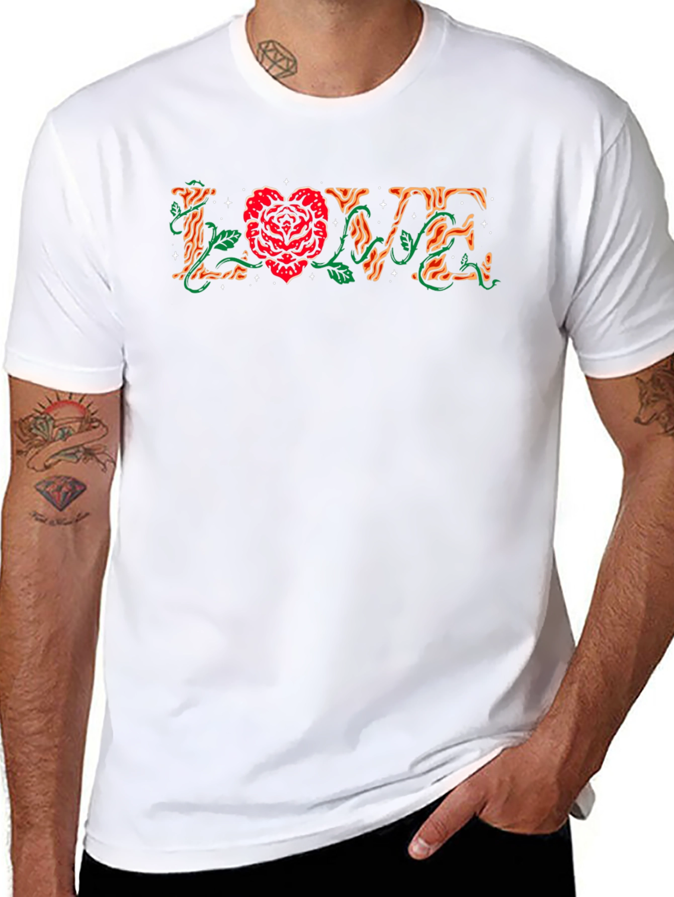 Love Rose Graphic Black Tee
