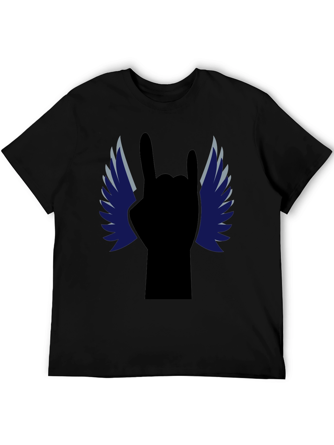 Rock On! Winged Hand Black T-Shirt