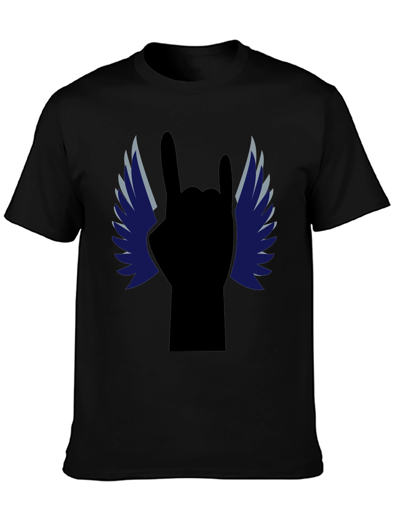 Rock On! Winged Hand Black T-Shirt