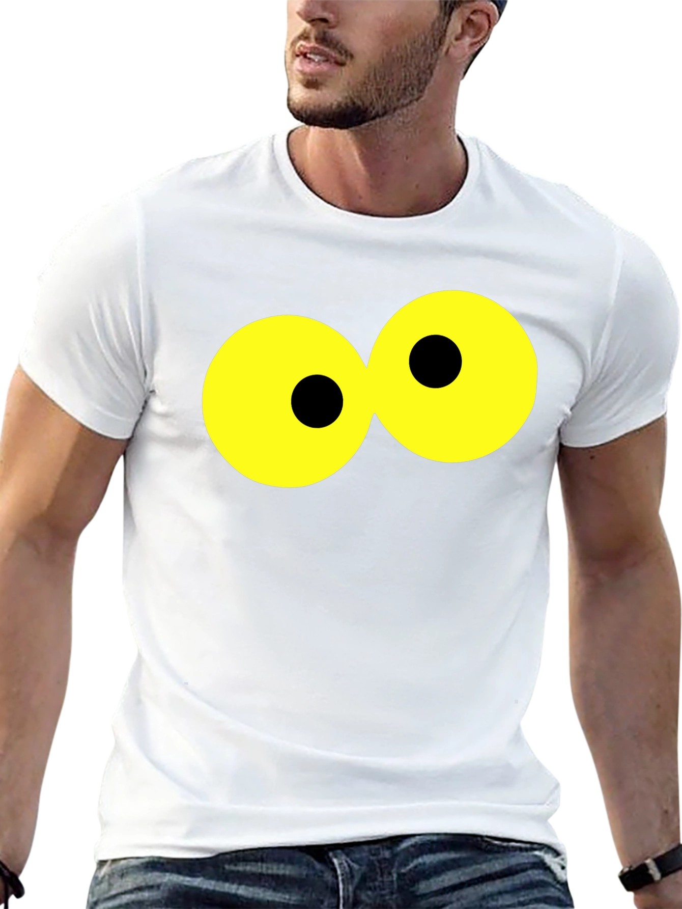 Funny Cartoon Eyes Black T-Shirt