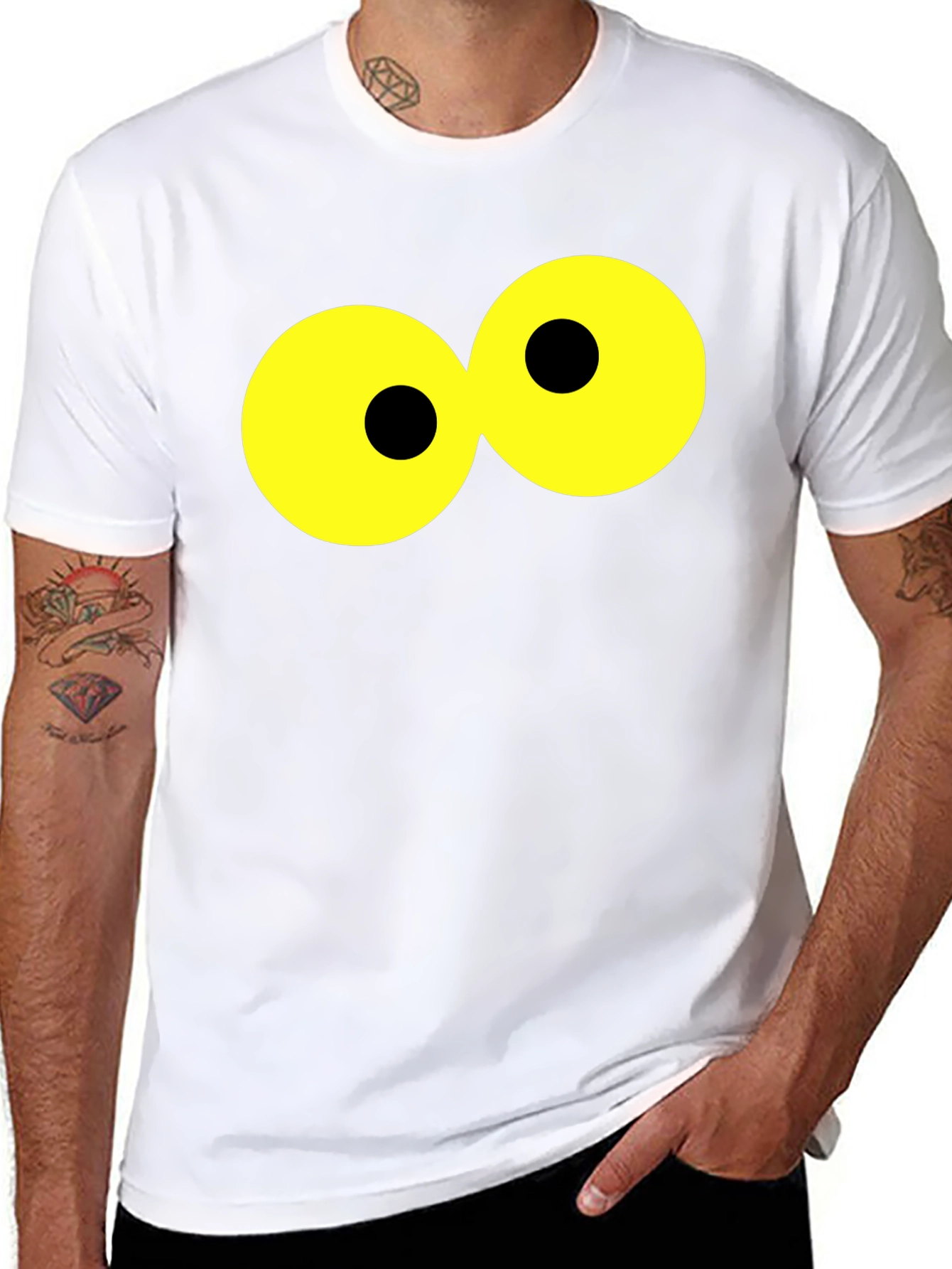 Funny Cartoon Eyes Black T-Shirt