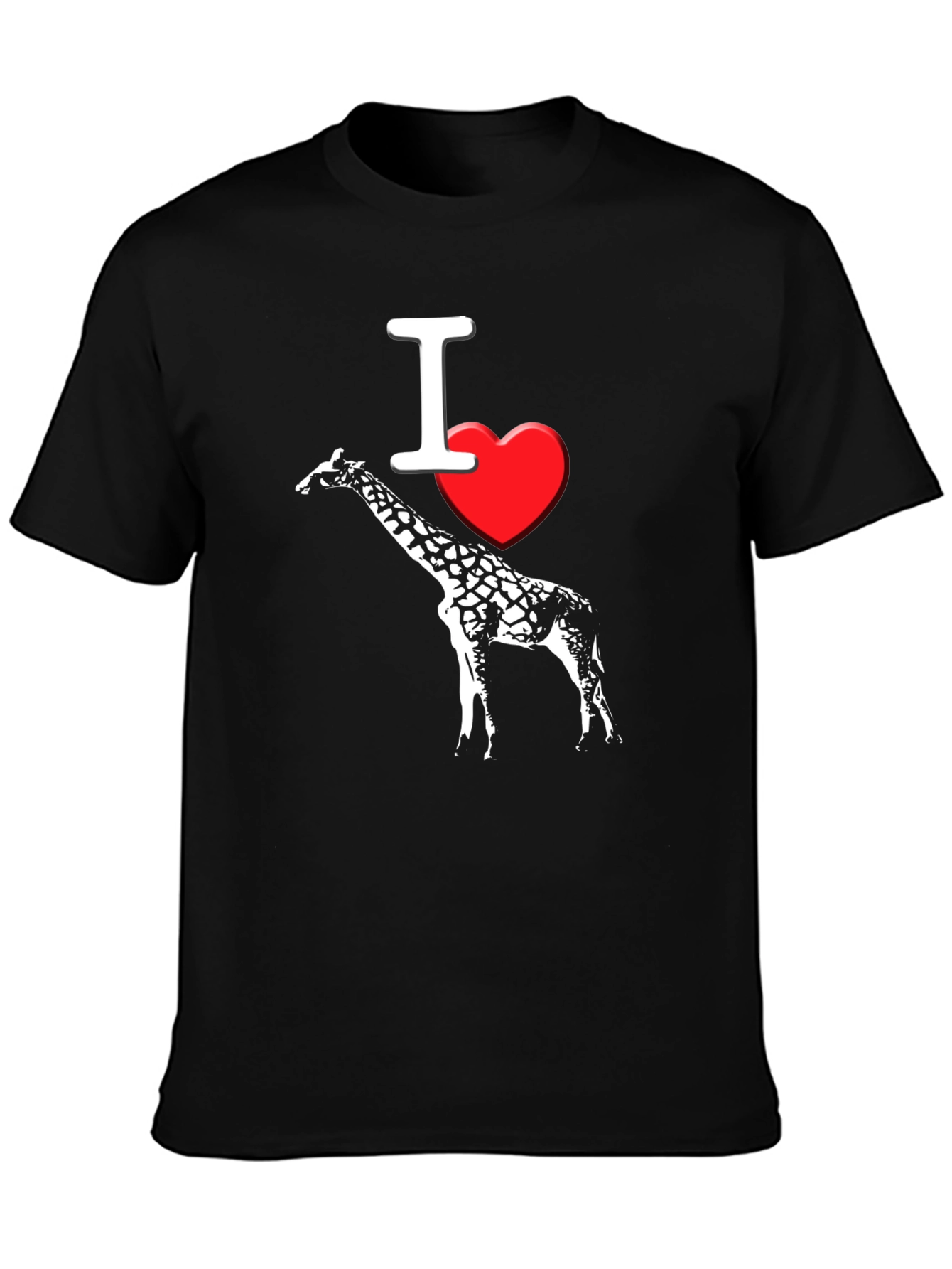 I Heart Giraffe Black T-Shirt Mens