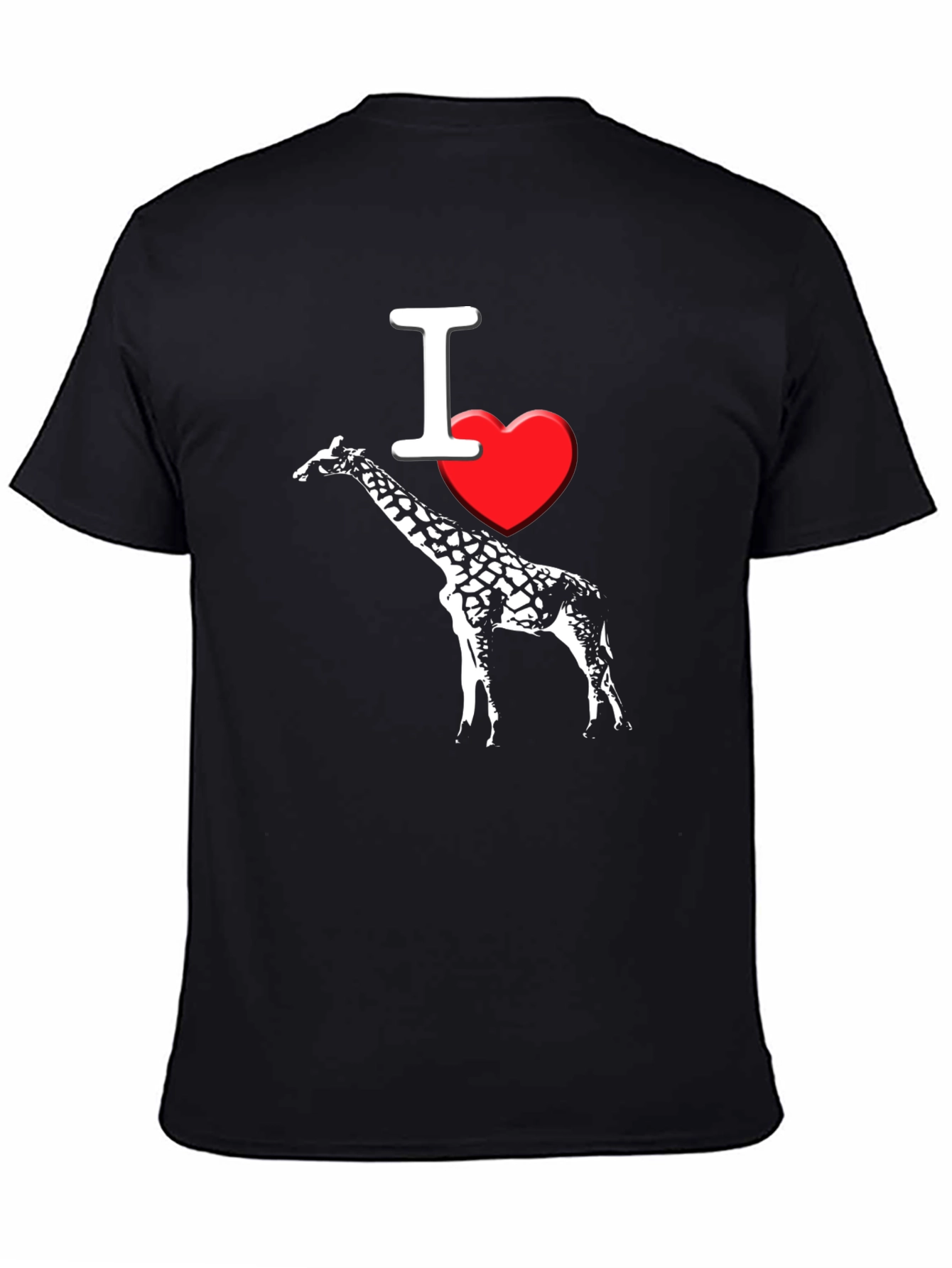 I Heart Giraffe Black T-Shirt Mens