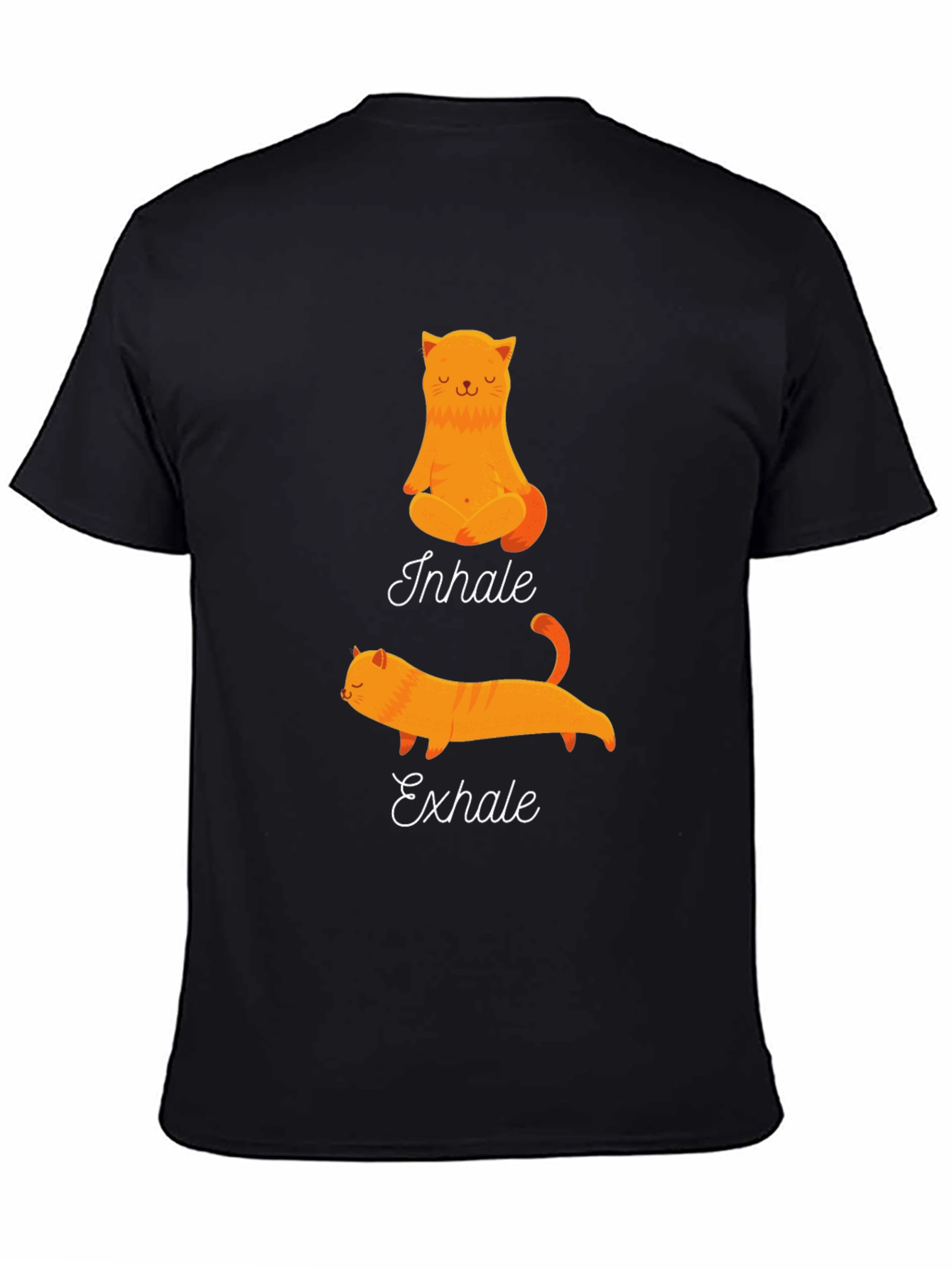 Yoga Cat Inhale Exhale Black T-Shirt