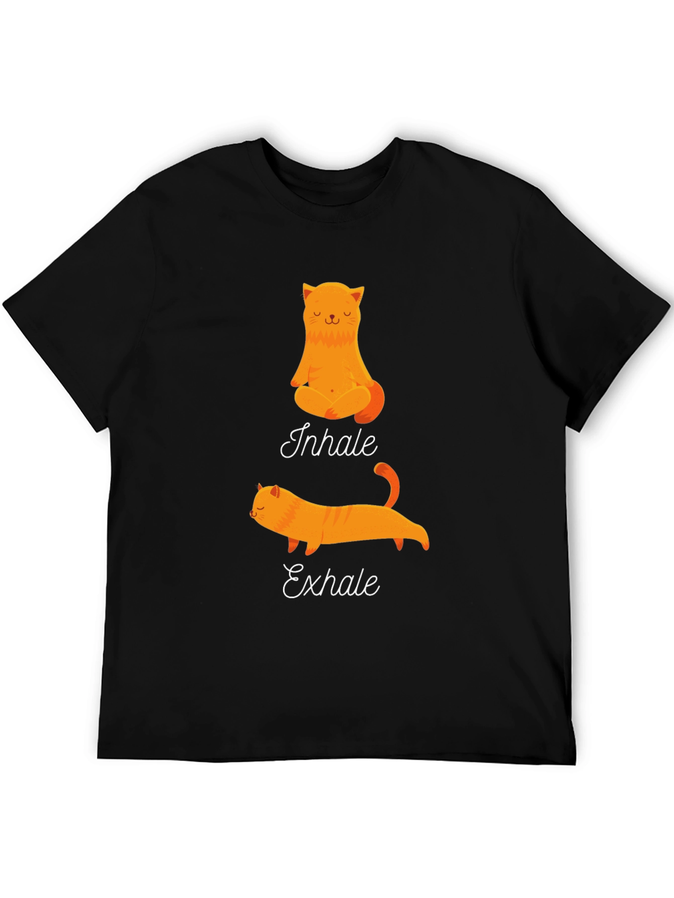 Yoga Cat Inhale Exhale Black T-Shirt