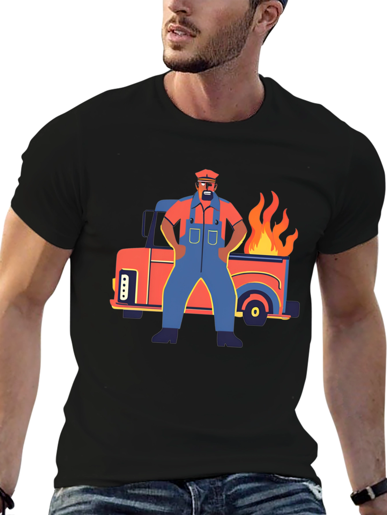 Cartoon Truck Fire T-Shirt