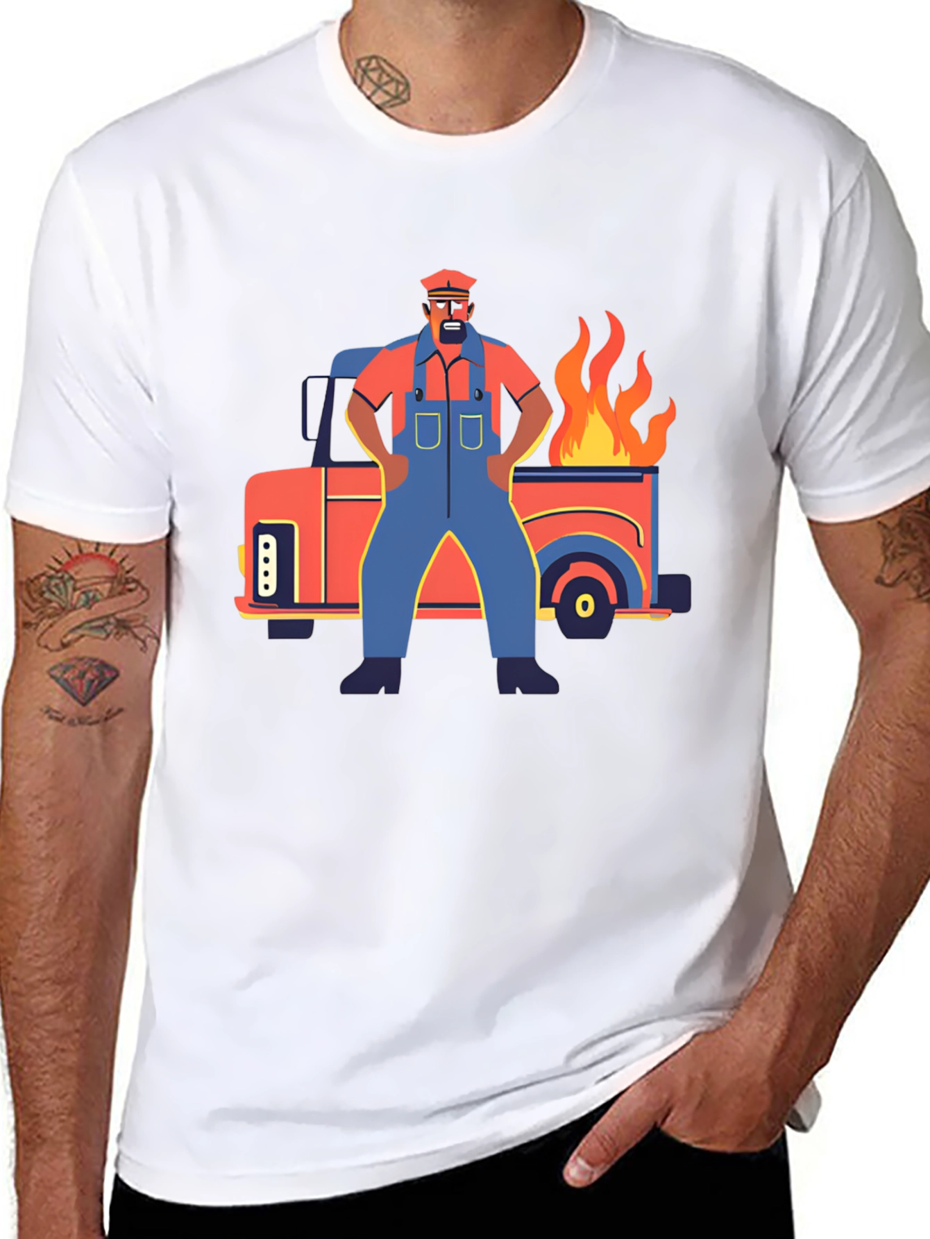 Cartoon Truck Fire T-Shirt