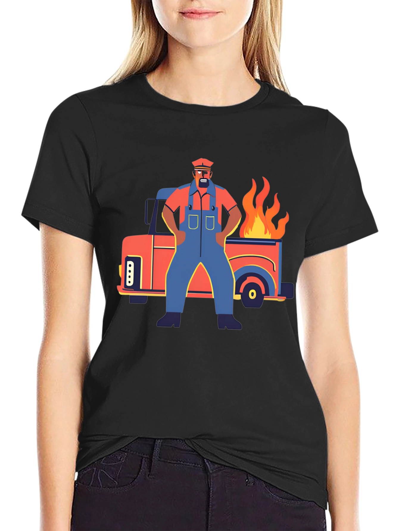 Cartoon Truck Fire T-Shirt
