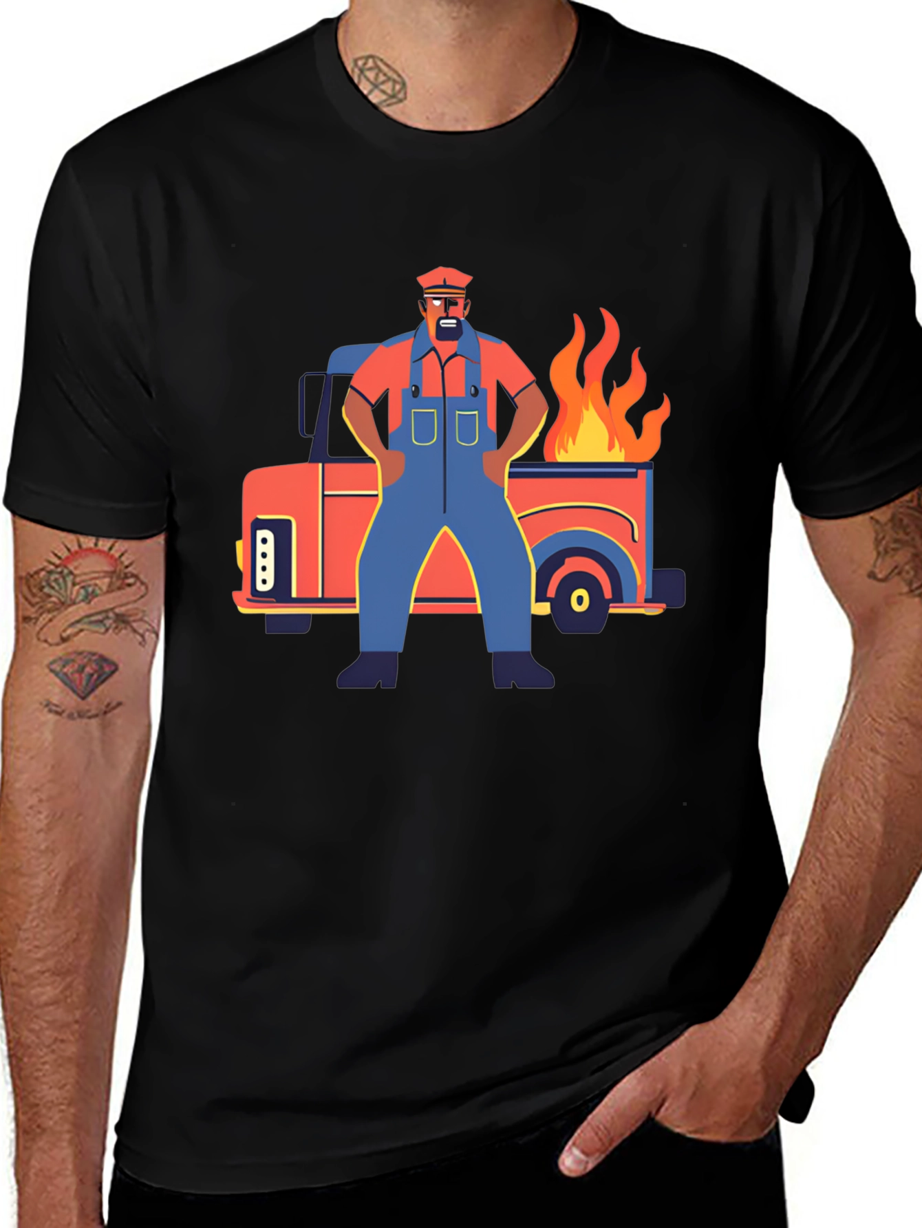 Cartoon Truck Fire T-Shirt