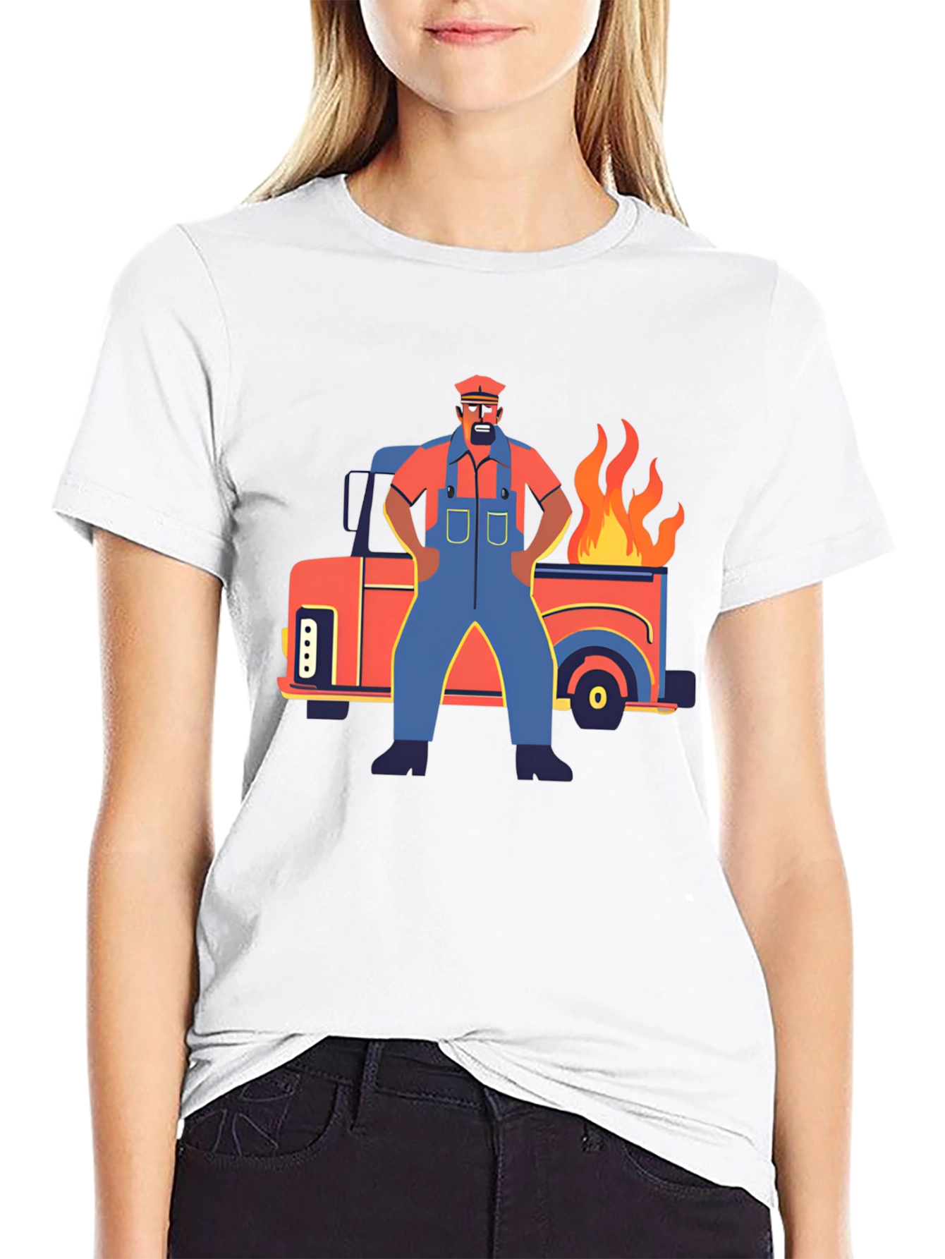 Cartoon Truck Fire T-Shirt