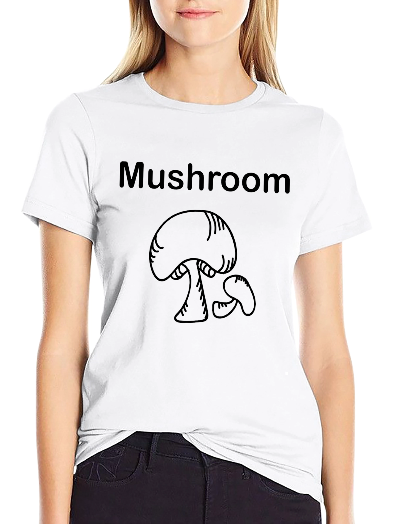 Mushroom Graphic Tee - Casual Black T-Shirt