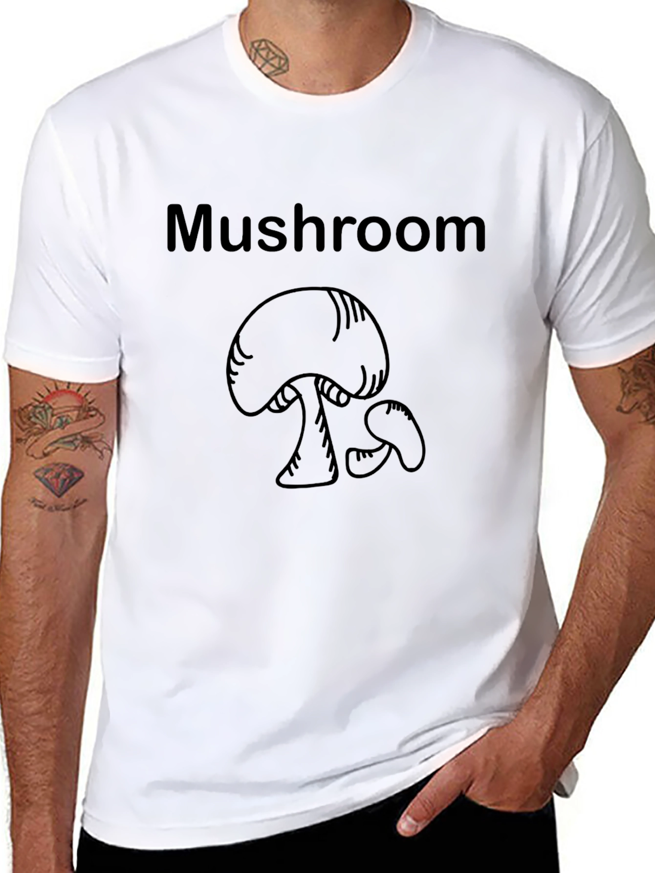 Mushroom Graphic Tee - Casual Black T-Shirt