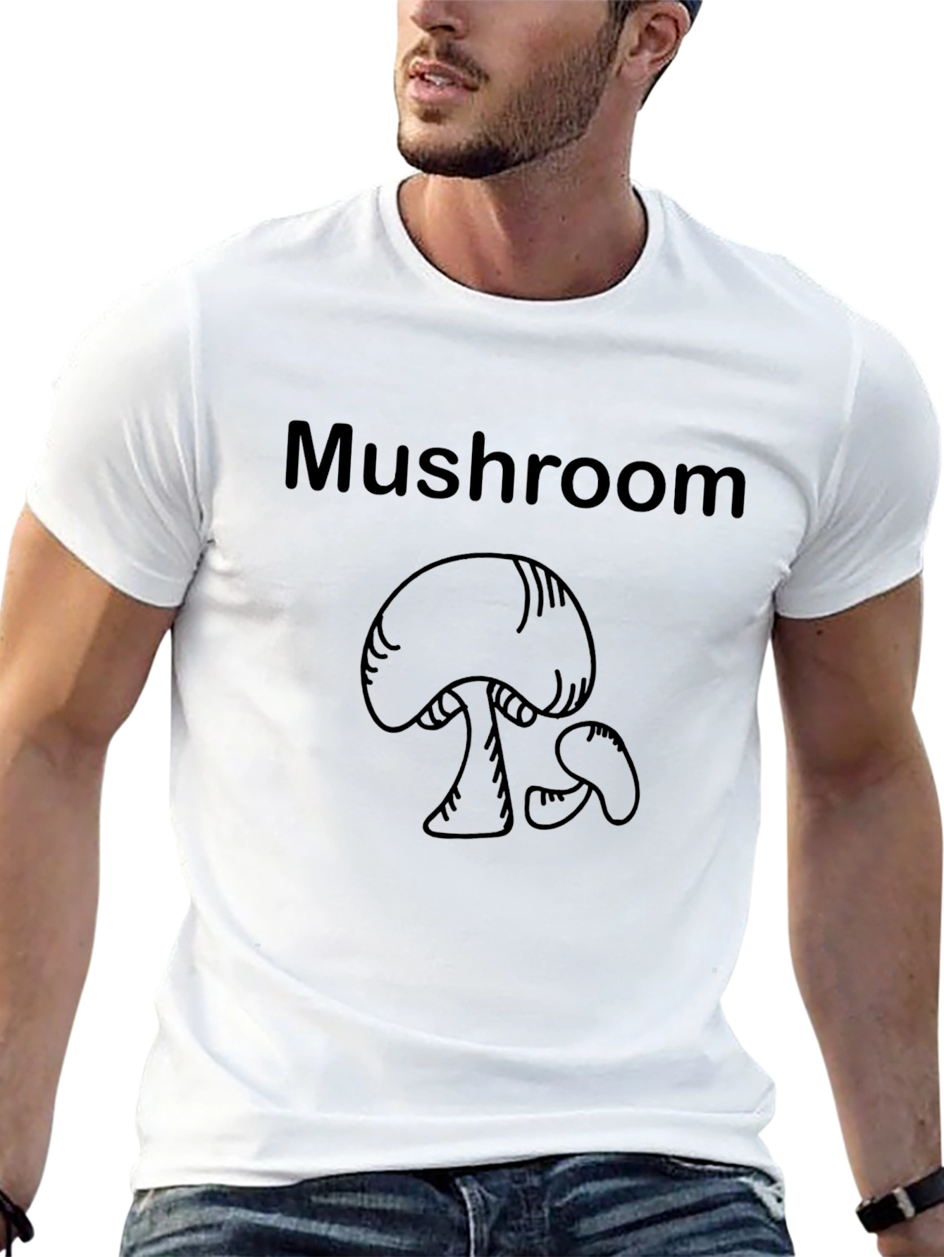 Mushroom Graphic Tee - Casual Black T-Shirt