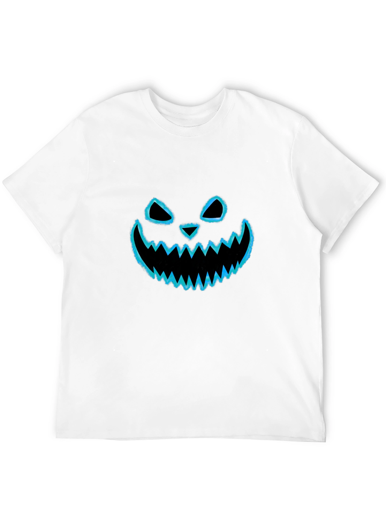 Halloween Pumpkin Face Graphic Tee - Black Cotton T-Shirt