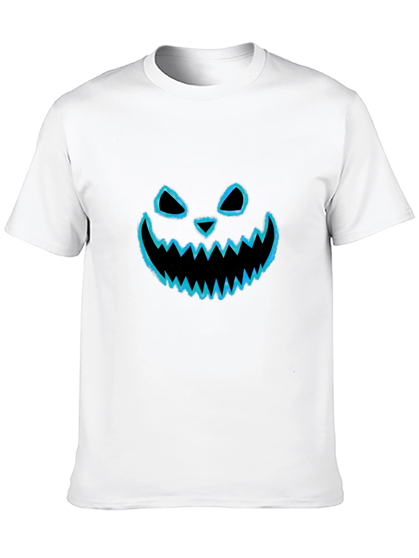 Halloween Pumpkin Face Graphic Tee - Black Cotton T-Shirt