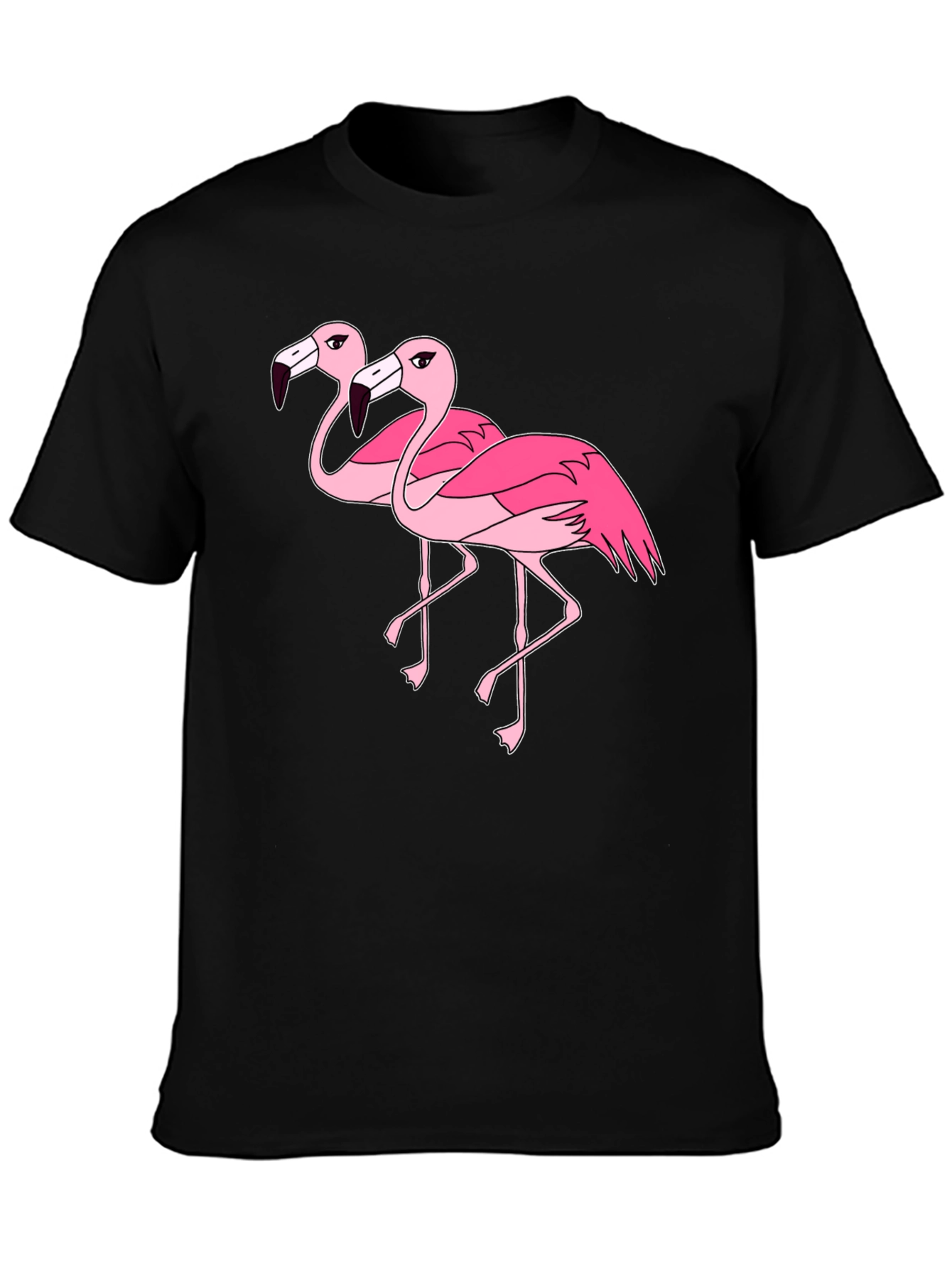 Flamingo Graphic Tee - Black Cotton Shirt