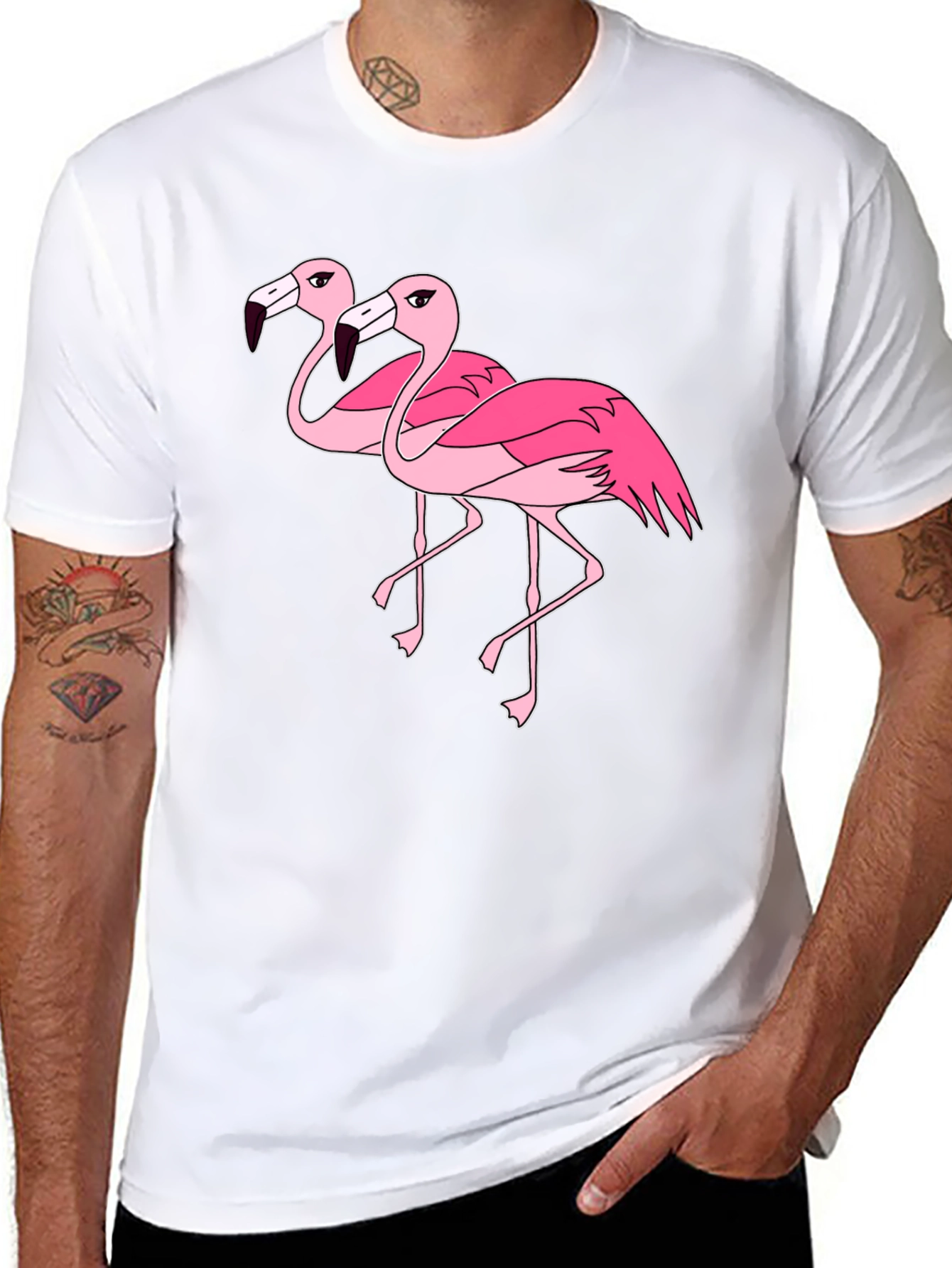 Flamingo Graphic Tee - Black Cotton Shirt