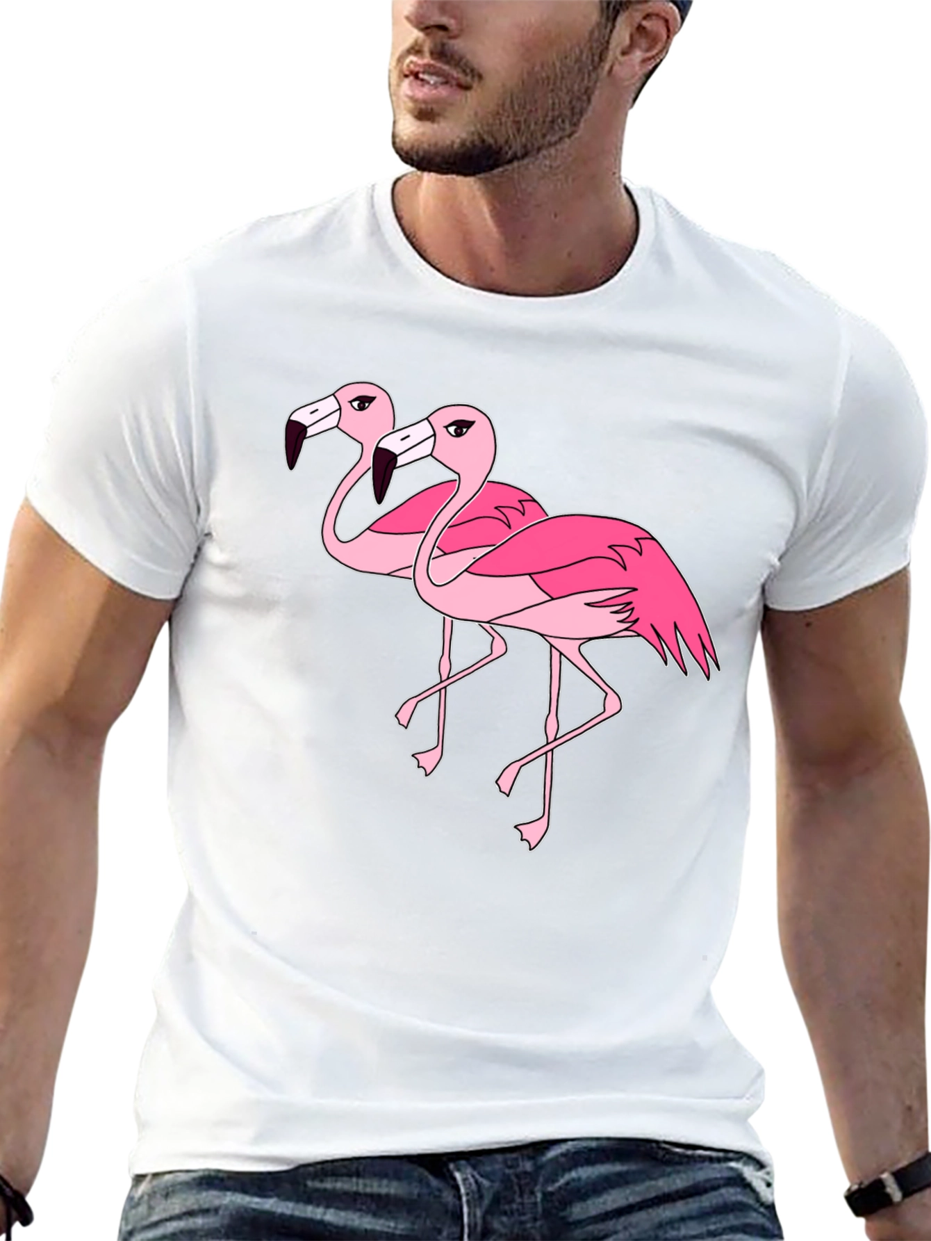 Flamingo Graphic Tee - Black Cotton Shirt