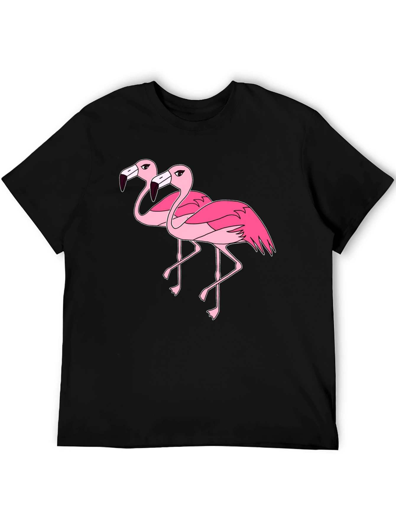 Flamingo Graphic Tee - Black Cotton Shirt