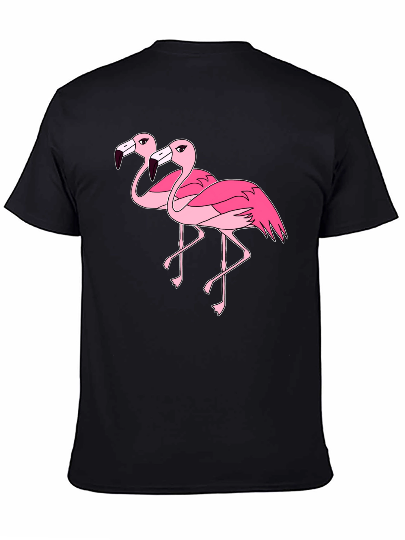 Flamingo Graphic Tee - Black Cotton Shirt