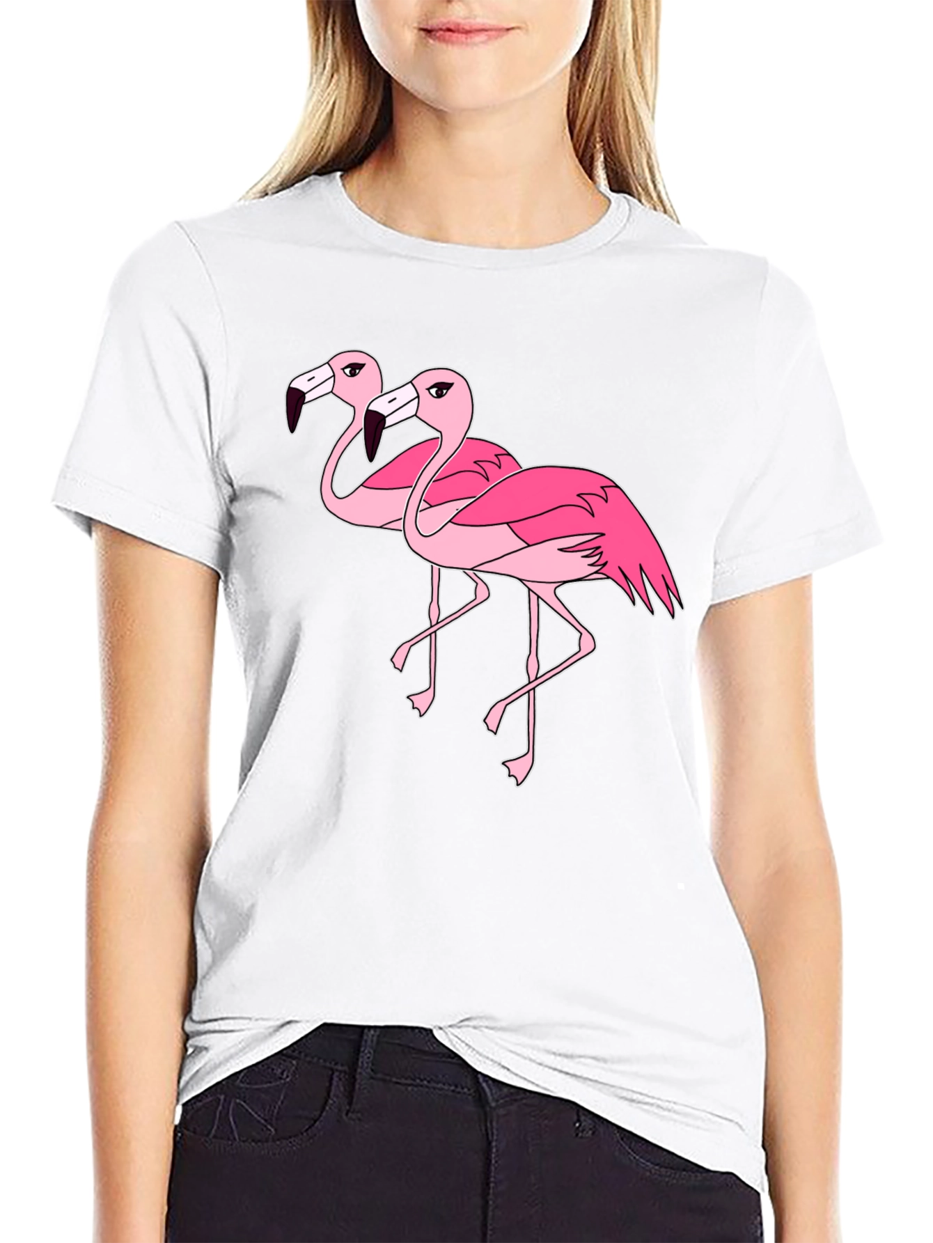 Flamingo Graphic Tee - Black Cotton Shirt