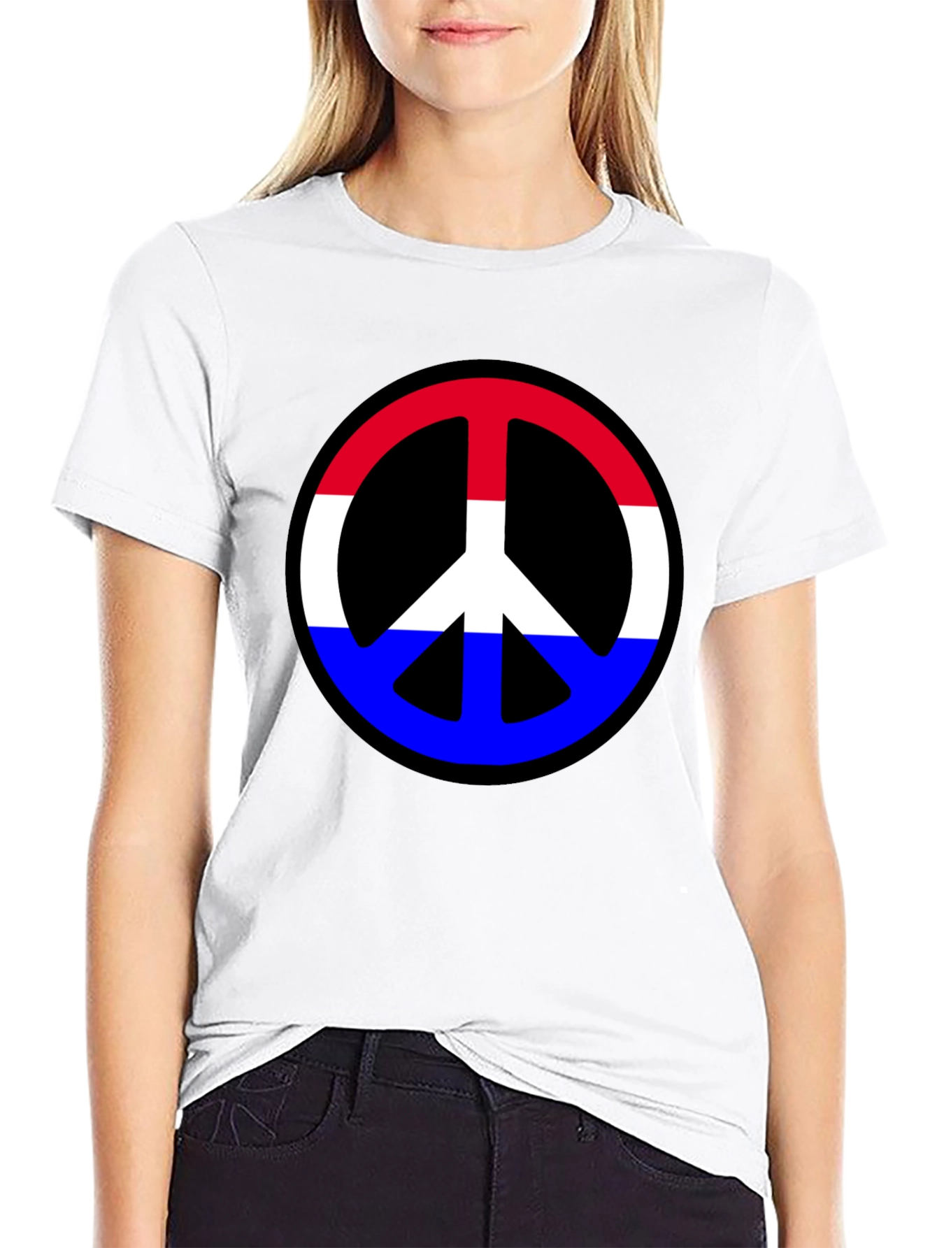 Retro Peace Sign T-Shirt - Red White & Blue
