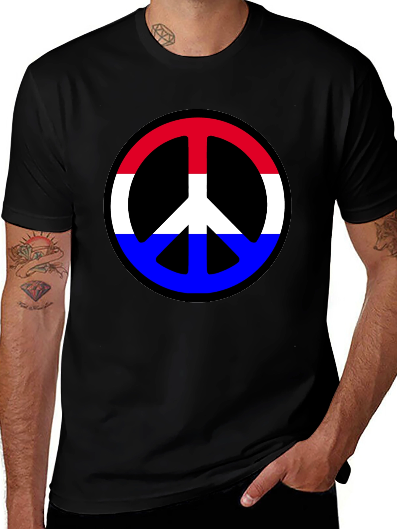 Retro Peace Sign T-Shirt - Red White & Blue