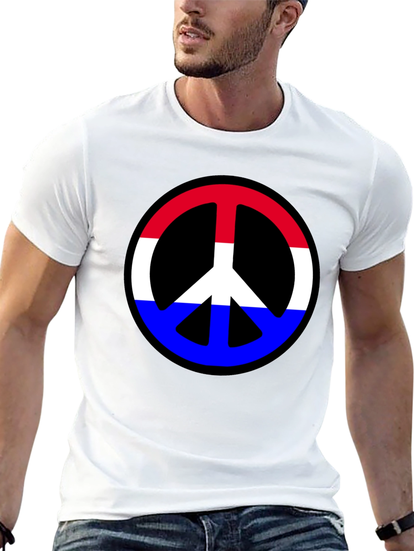 Retro Peace Sign T-Shirt - Red White & Blue
