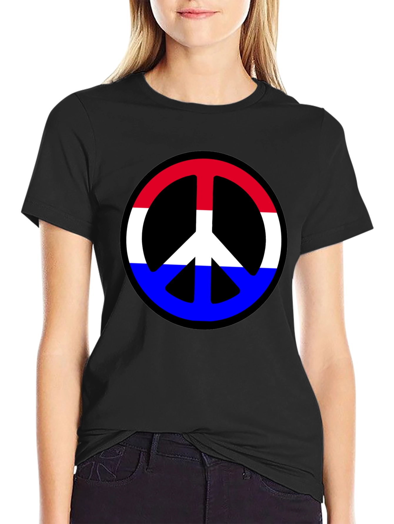 Retro Peace Sign T-Shirt - Red White & Blue