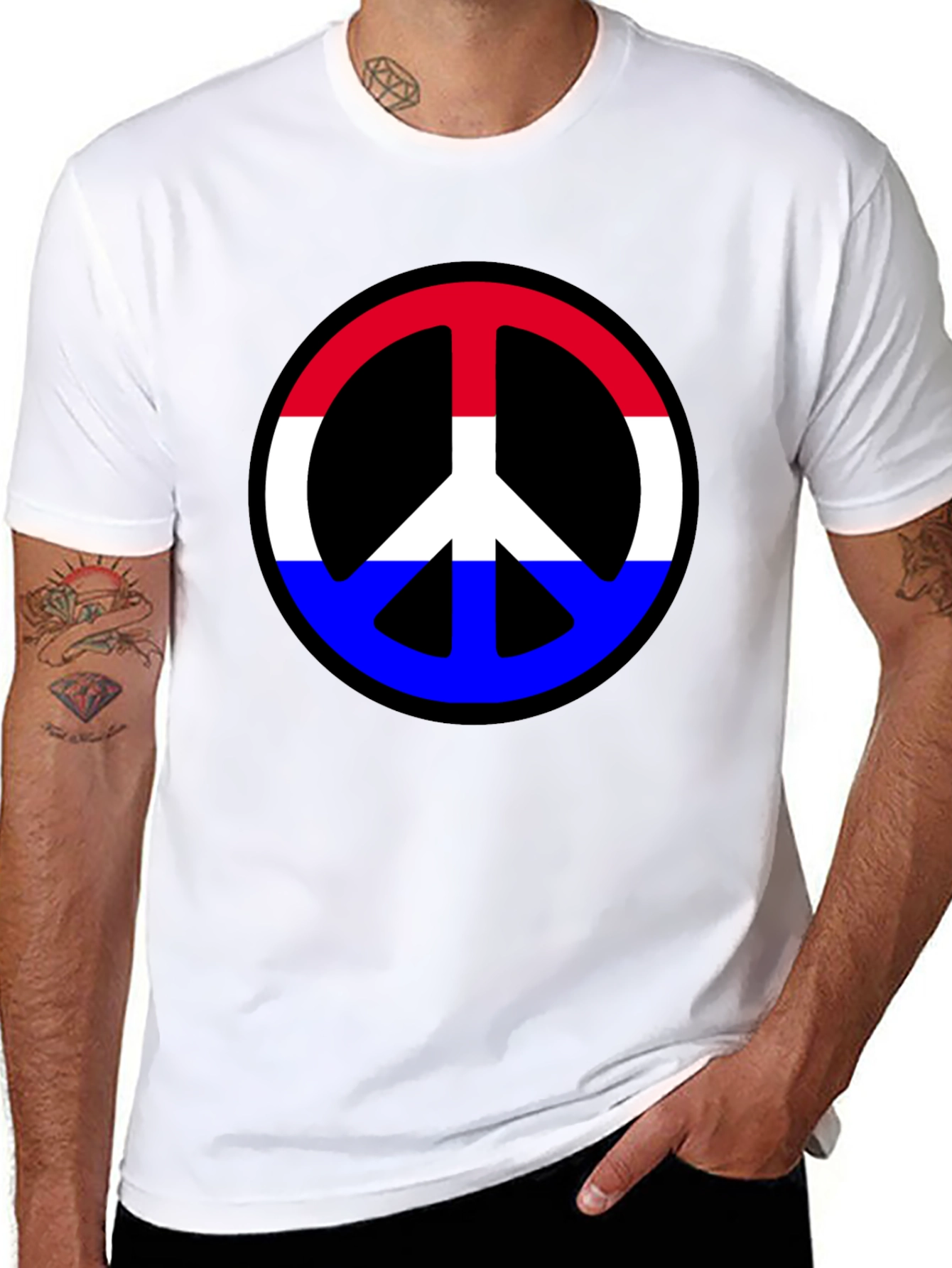 Retro Peace Sign T-Shirt - Red White & Blue