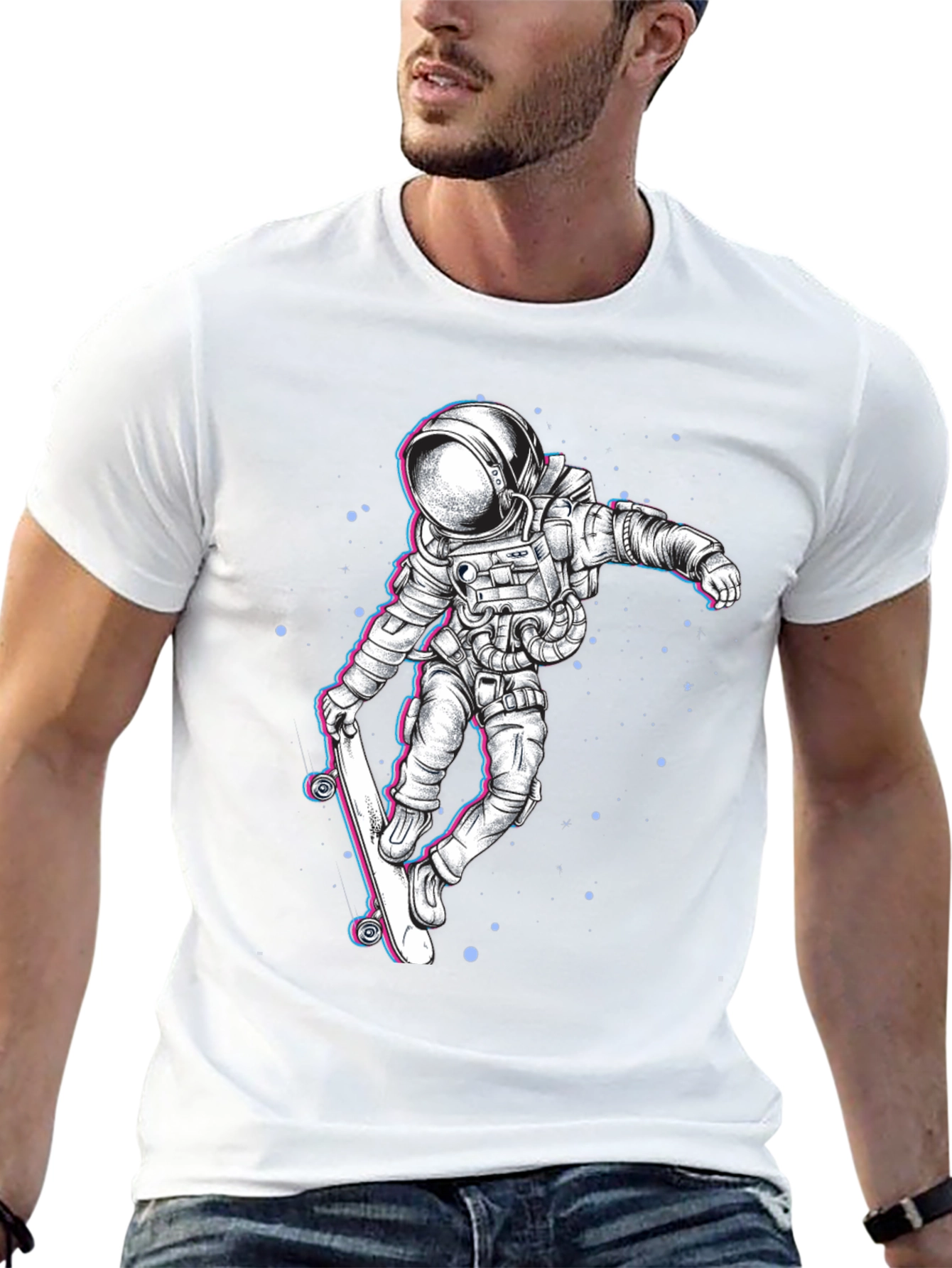 Astronaut Skateboard Graphic Tee - Black