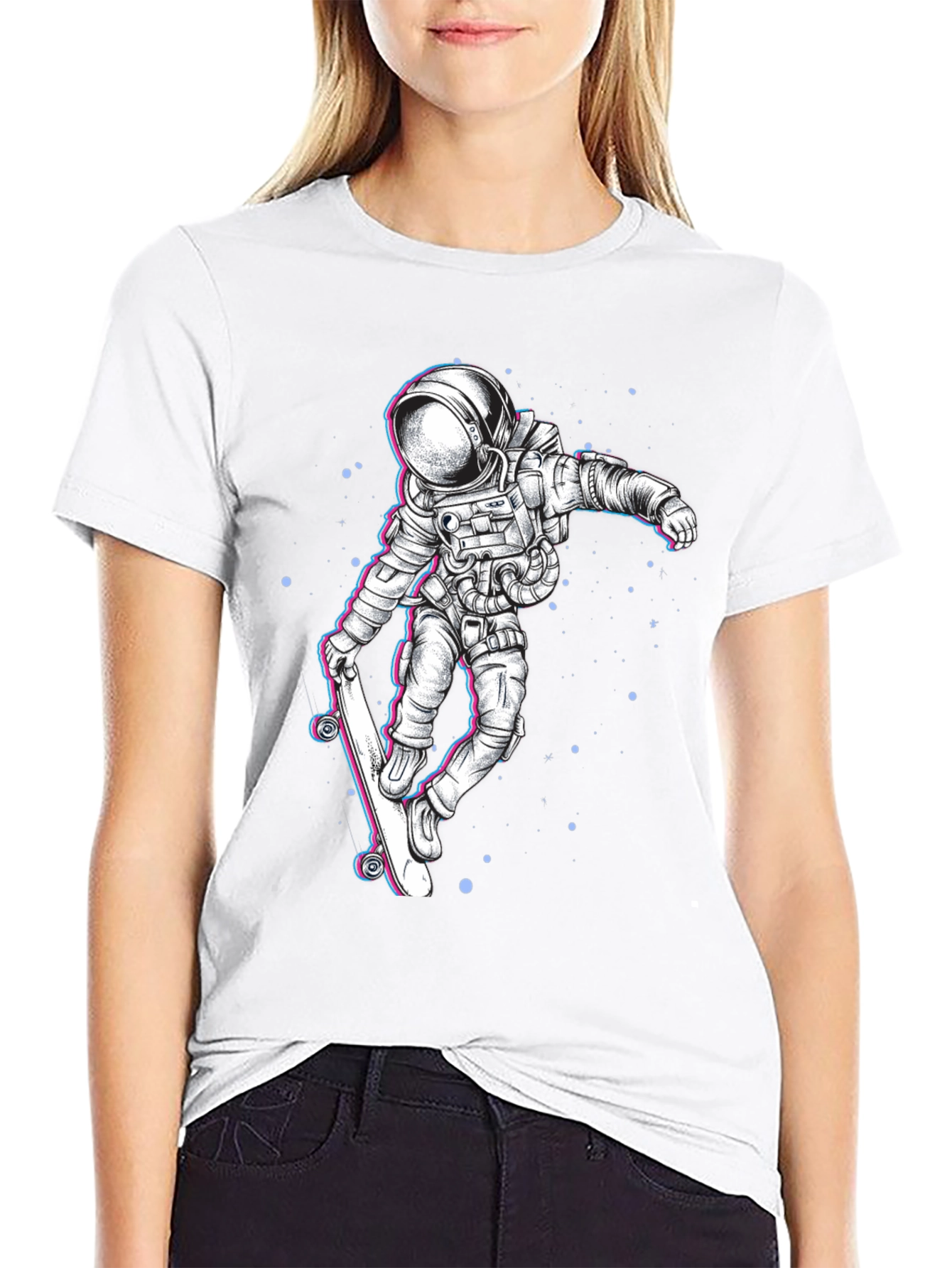 Astronaut Skateboard Graphic Tee - Black
