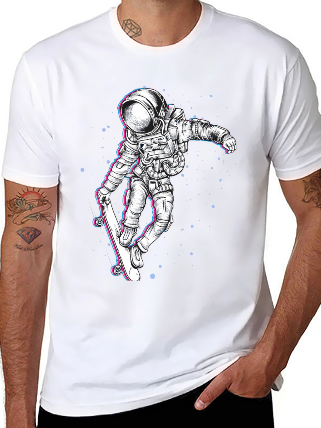 Astronaut Skateboard Graphic Tee - Black