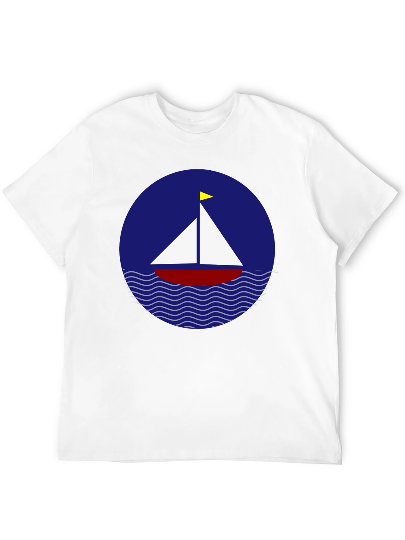 Sailboat Graphic T-Shirt - Black Cotton Crew Neck