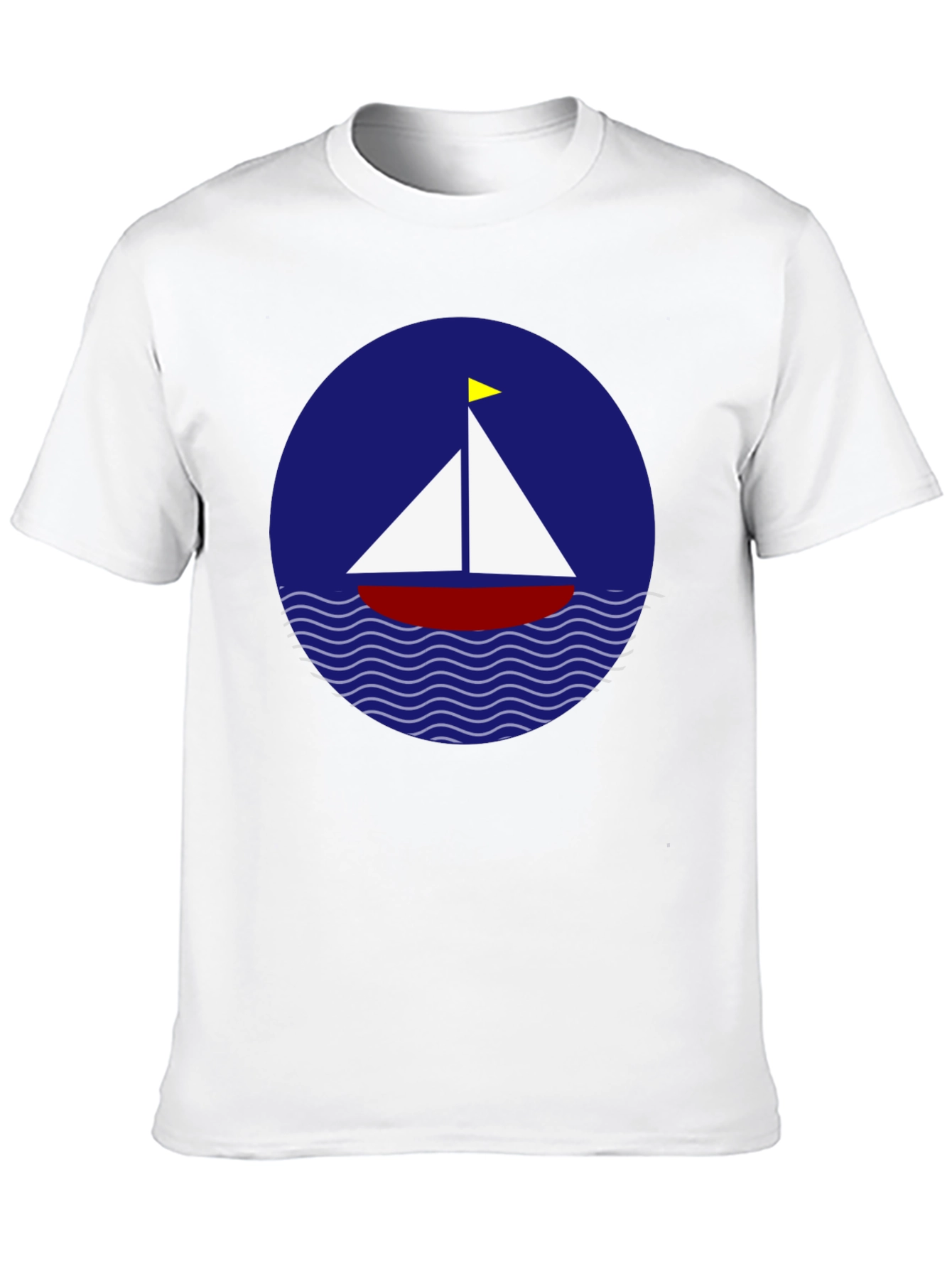 Sailboat Graphic T-Shirt - Black Cotton Crew Neck