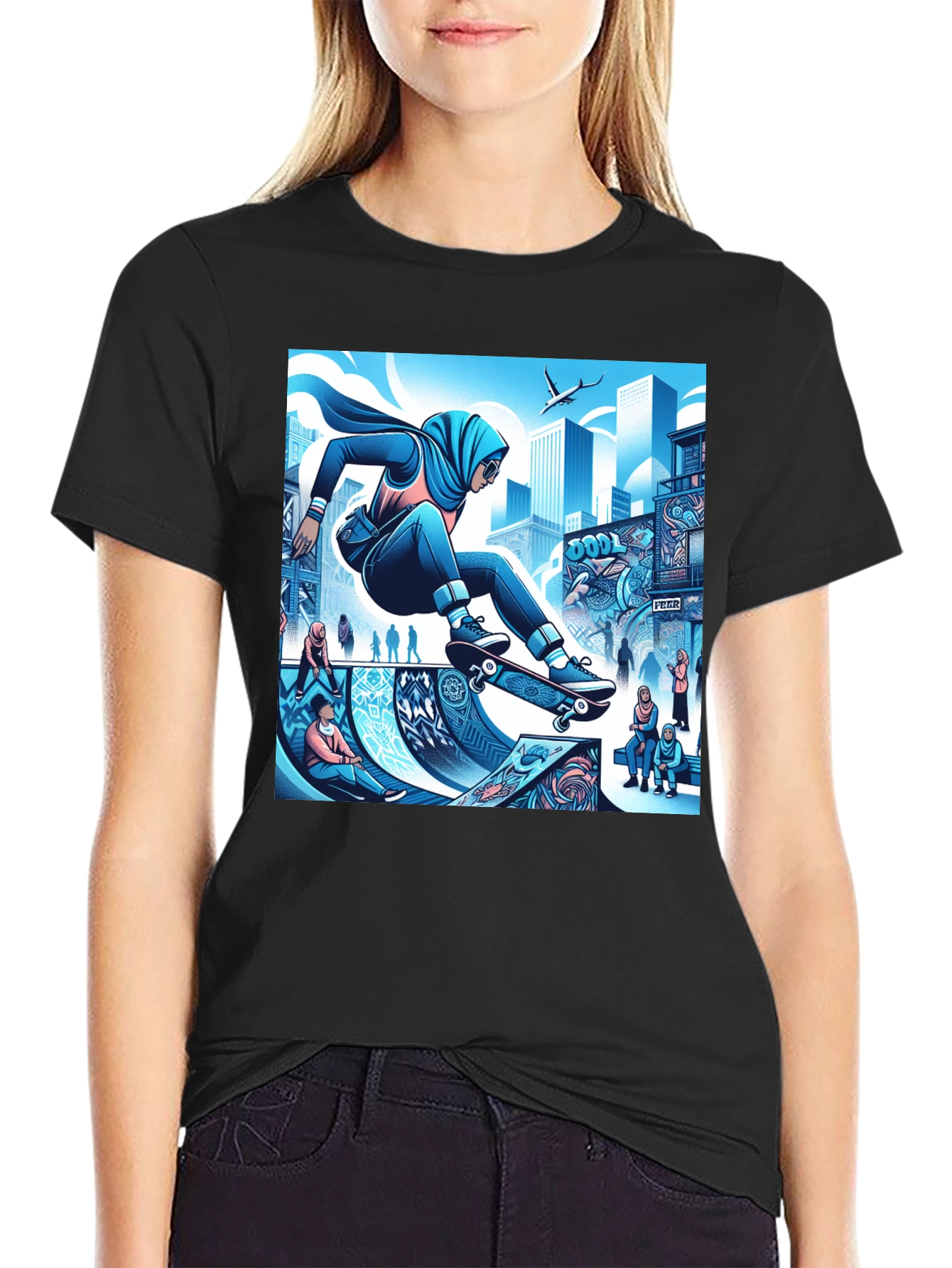 Skateboarding Hijabi Tee