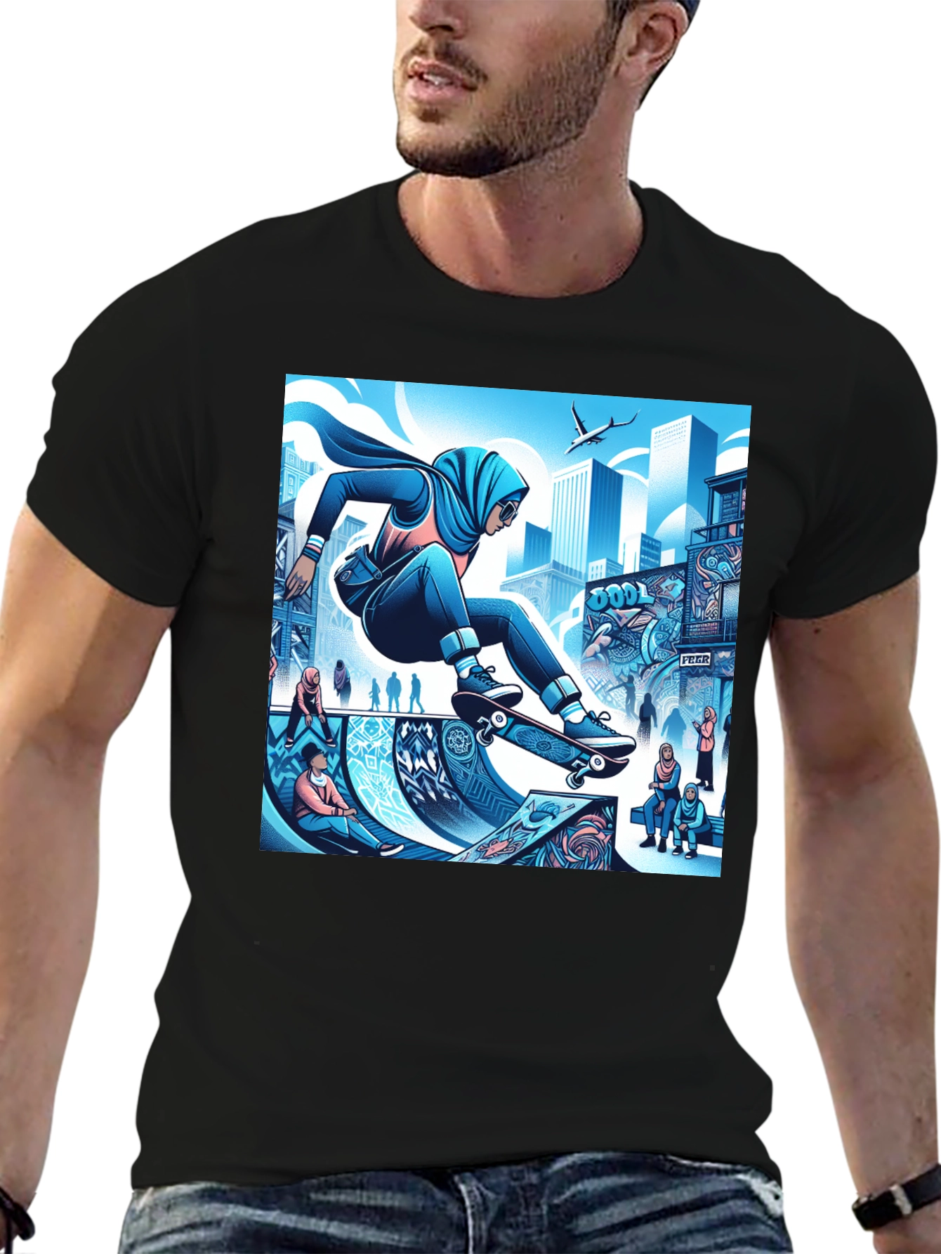 Skateboarding Hijabi Tee