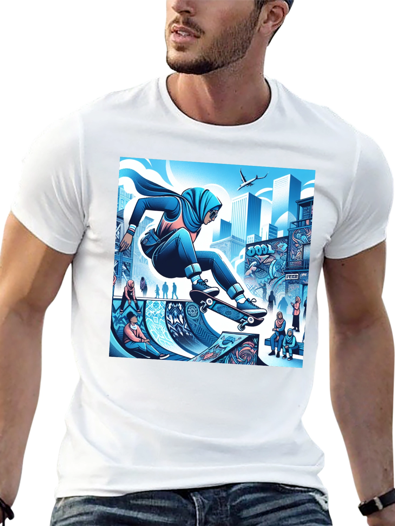 Skateboarding Hijabi Tee