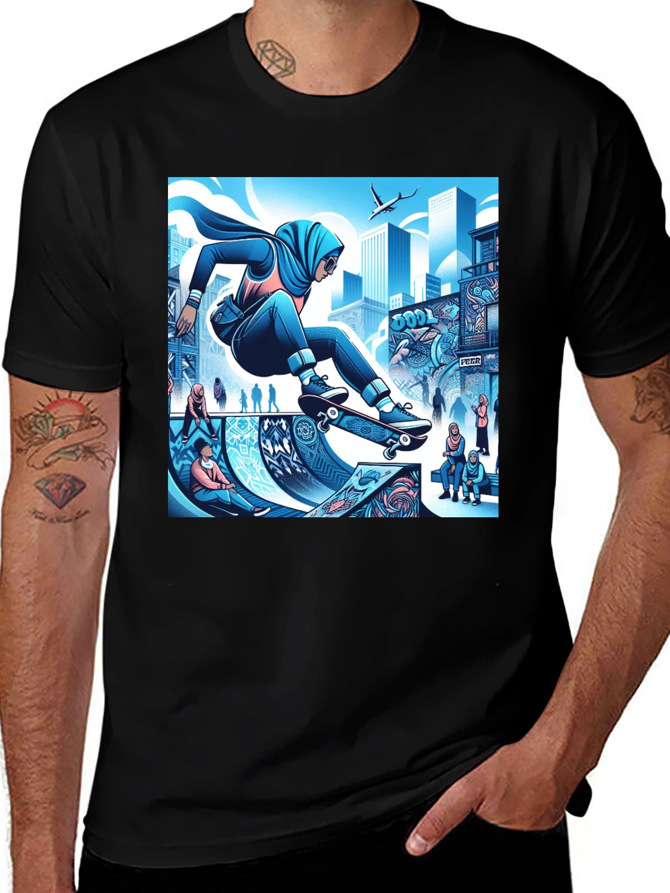 Skateboarding Hijabi Tee